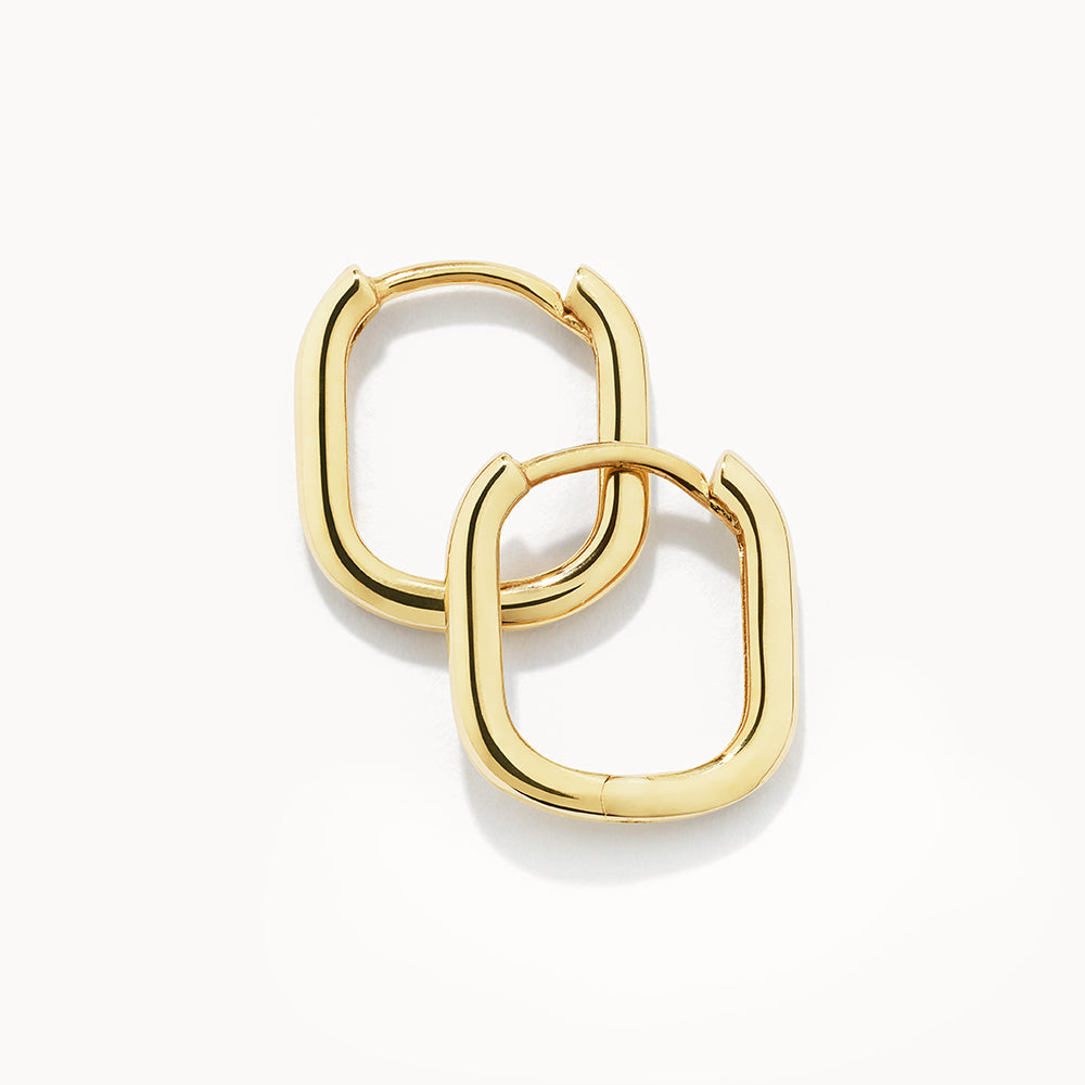 10k Gold Oval Paperclip Huggie Earrings - Minimalist Dainty Hoop Earrings for Women, Everyday Wear & Gift Giving