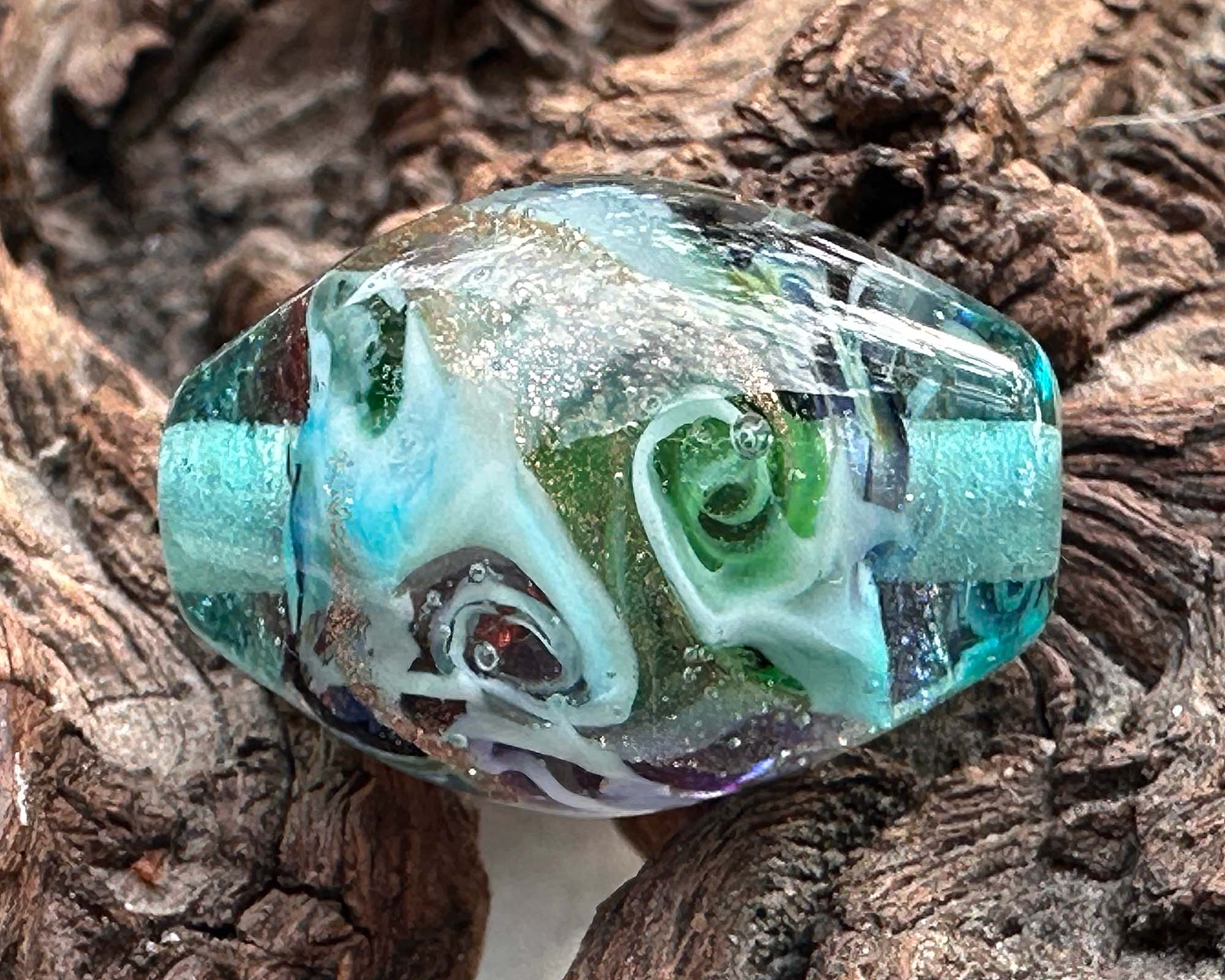 Handmade Teal Elegance Lampwork Glass Focal Bead - SRA Certified Artisan Jewelry Bead for Necklace Making, Bracelet Design & DIY Craft Projects