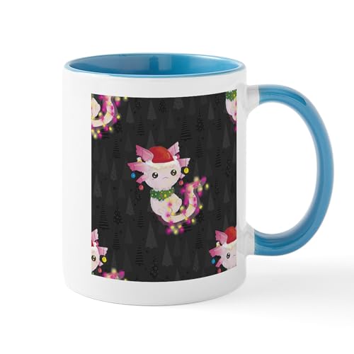 White/Blue Inside - Xmas Santa Claus Axolotl Mugs