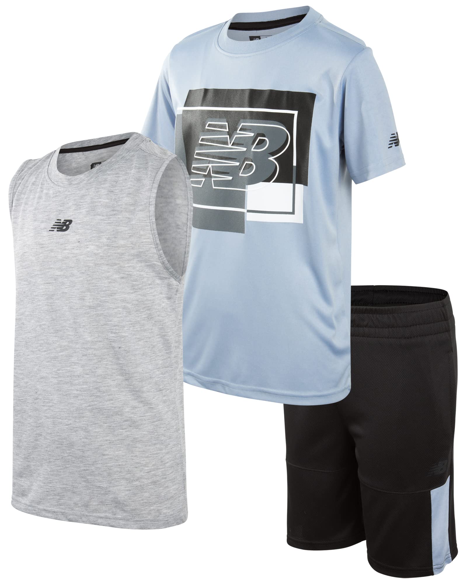 New Balance Boys' Active Shorts Set - 3 Piece Outfit for Sports & Play