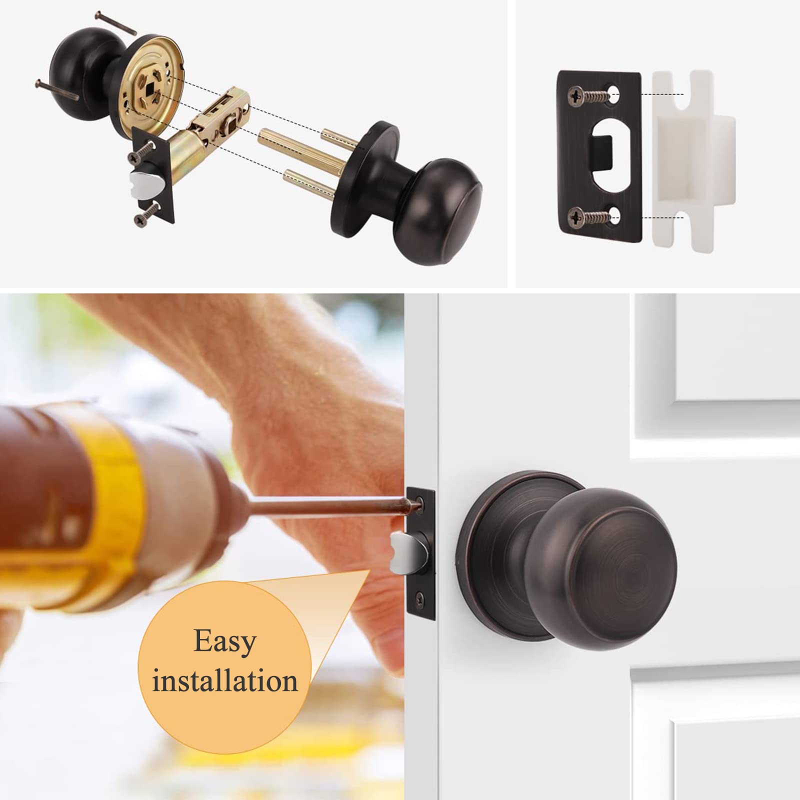 Probrico 5-Pack Privacy & 10-Pack Passage Door Knob Set - Oil Rubbed Bronze Interior Door Handles for Bathroom, Bedroom & Hall Closet - Perfect for Home Renovation & Privacy Enhancement