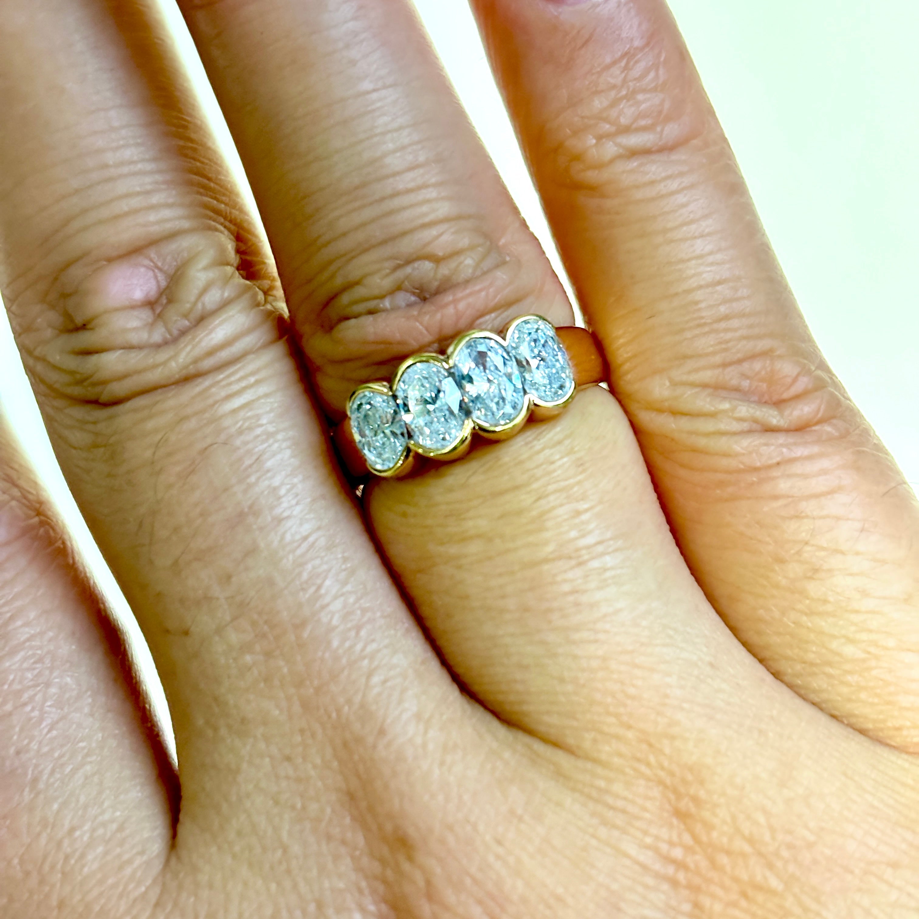 18K Rose Gold Four Stone Oval Cut Diamond Ring - 1.00ctw Total Weight - Size 5.5 - Elegant Engagement, Wedding, Anniversary Gift for Her - Perfect for Proposals, Special Occasions & Everyday Luxury