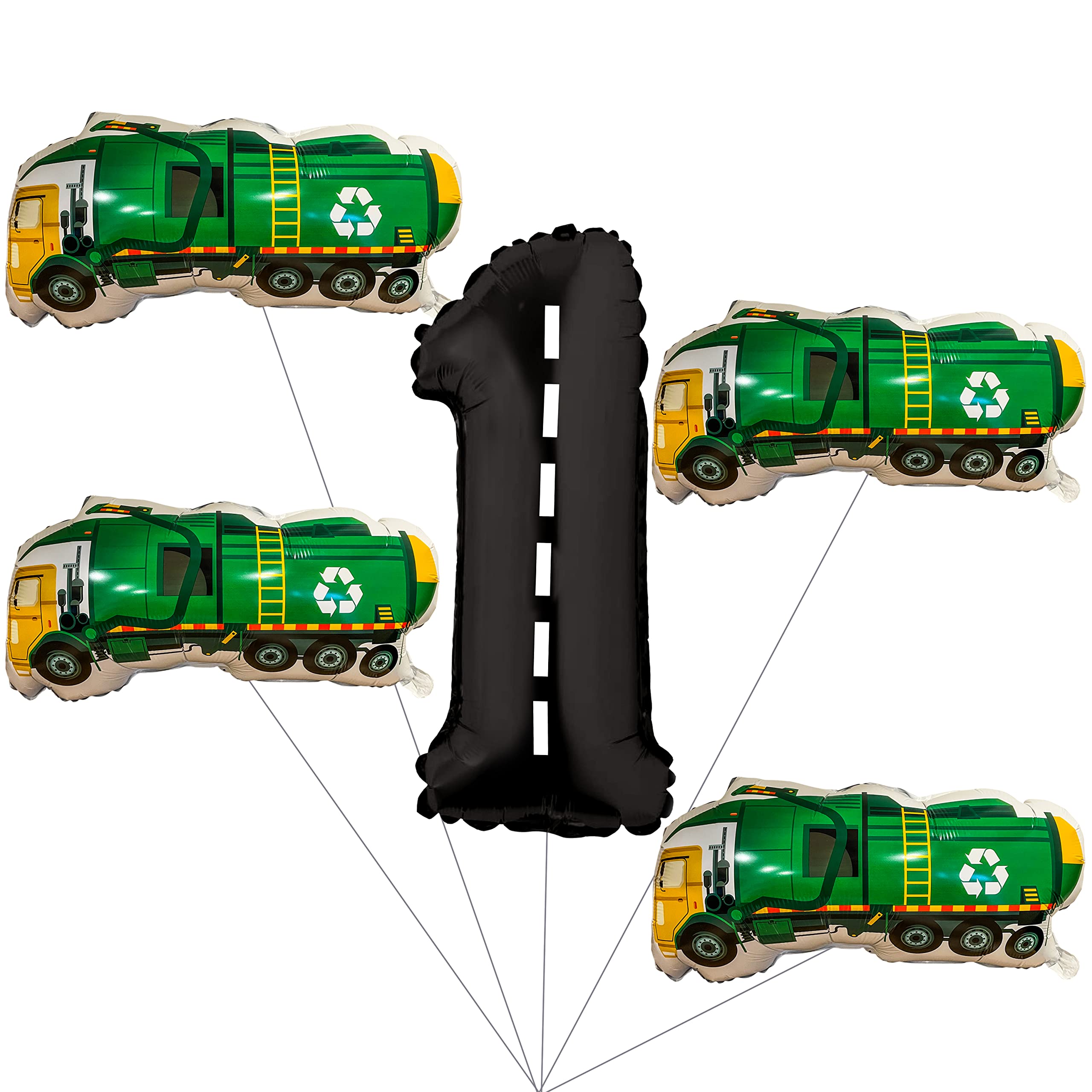 Garbage Truck Birthday Party Supplies for Boys - Trash Truck Themed 1st Birthday Decorations, Balloons & Number Balloons Bouquet Set - Perfect for Kids' Truck-Themed Birthday Parties, Baby Showers & Special Events
