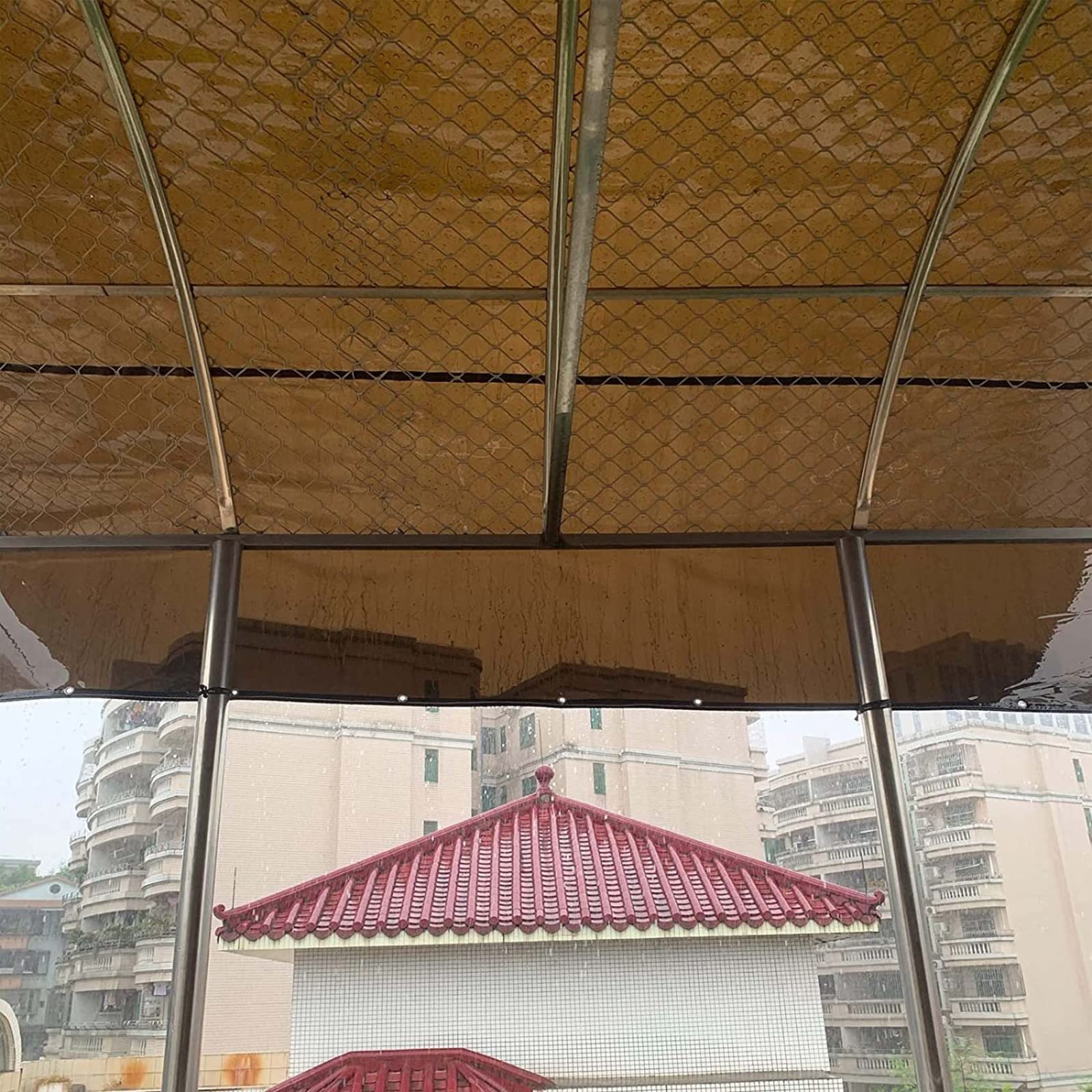 Heavy Duty Waterproof Tarpaulin - 520g/m² Black Transparent Plastic Tarp with Grommets for Greenhouse Cover, Car Protection, Outdoor Use (2.8x6m/9.2x19.7ft) | Weatherproof, Foldable & Durable for Camping, Construction & Emergency Shelter