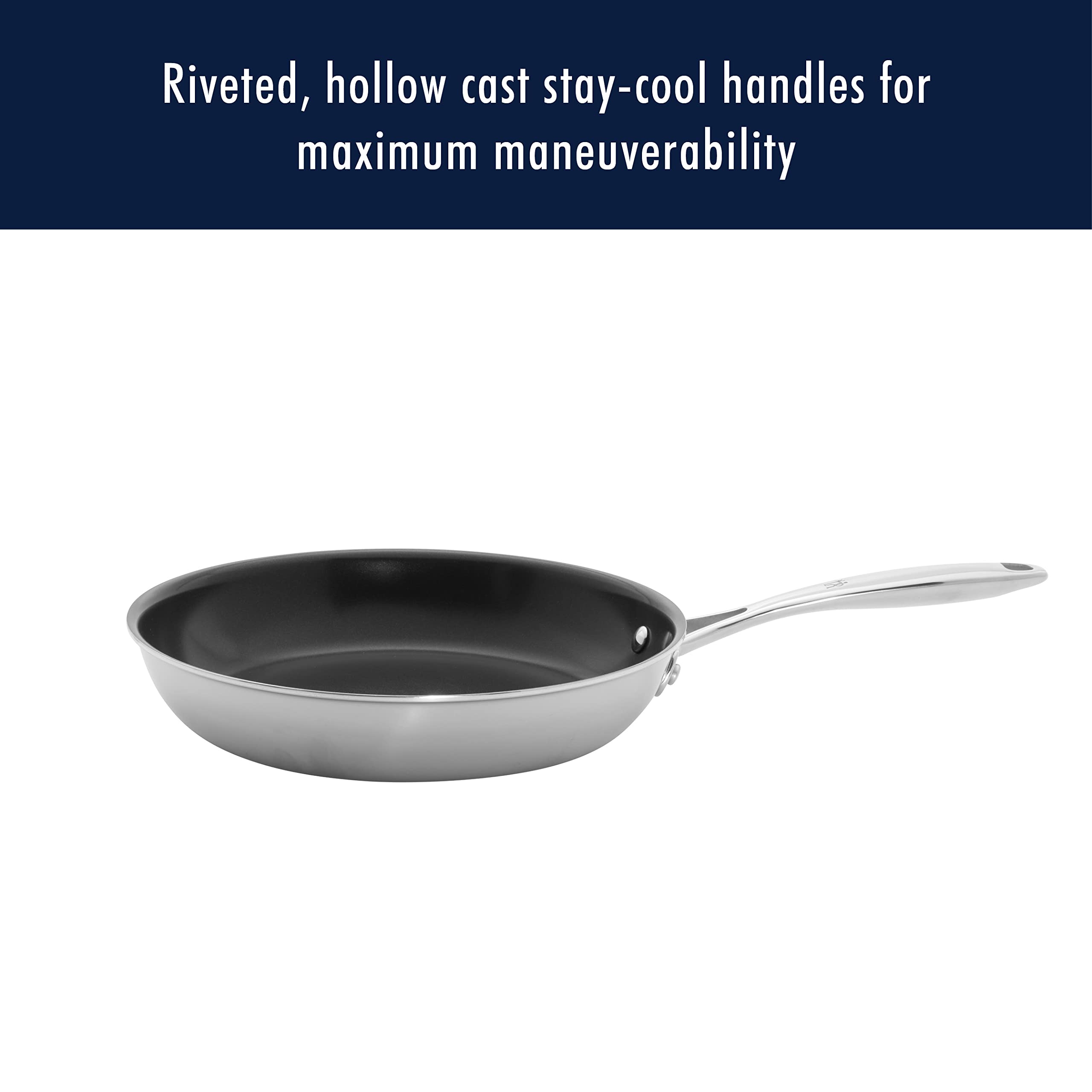 HENCKELS Clad Impulse 2-Piece Nonstick Cookware Set - Stainless Steel Frying Pans with 3-Ply Clad Construction, Mirror Finish, Dishwasher & Oven Safe, Induction Compatible, PFOA-Free Nonstick Coating - Perfect for Sautéing, Frying & Baking at Home