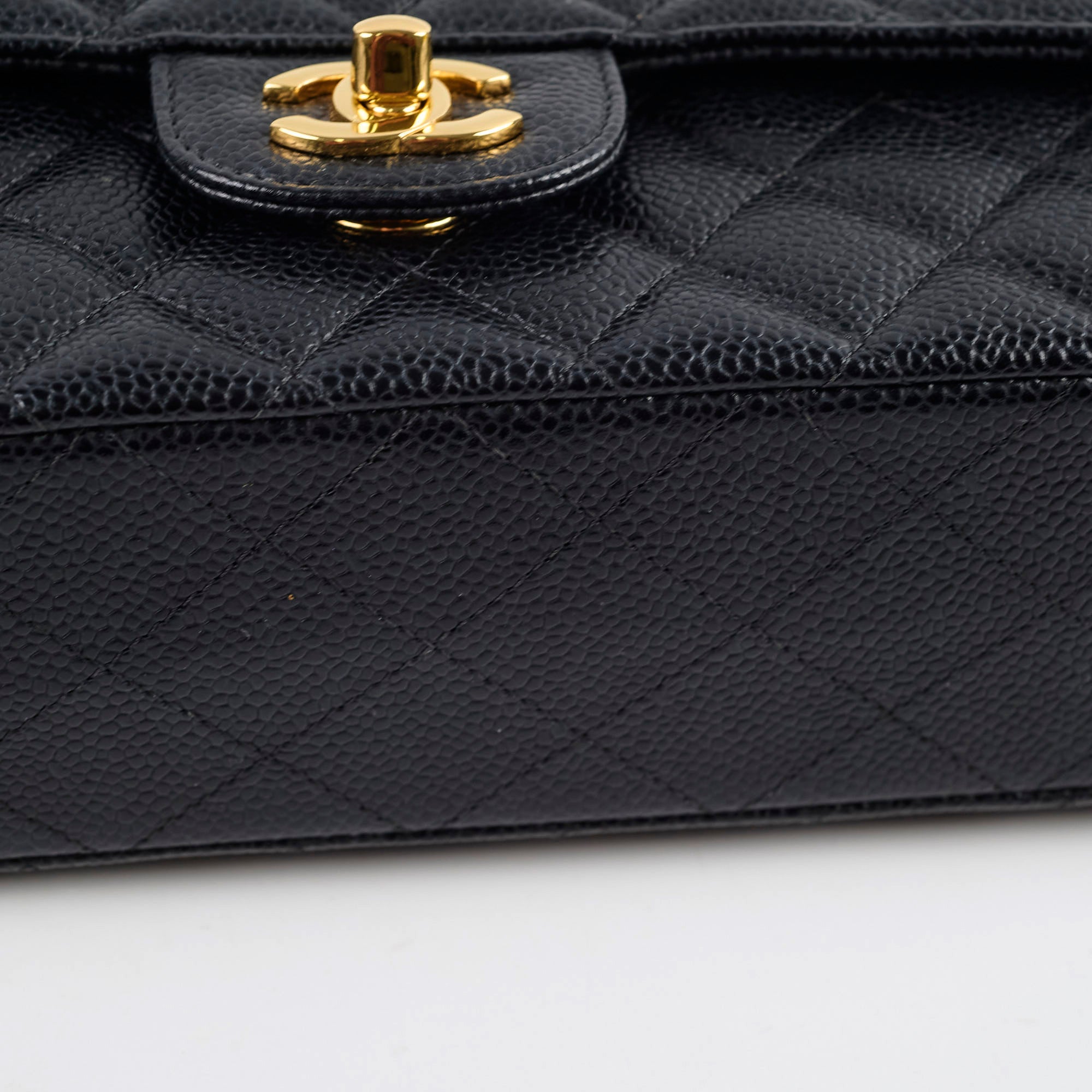 Chanel Medium/Large Caviar Double Classic Flap Black Handbag - Luxury Designer Shoulder Bag for Women | Perfect for Work, Evening Events & Special Occasions