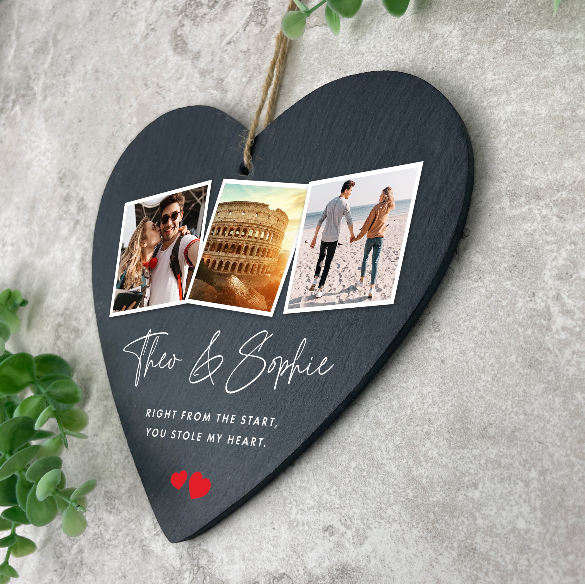 Personalized Couples Photo Slate Heart Hanging Decoration - 15x16cm Romantic Gift for Anniversary, Wedding, Valentine's Day - Perfect for Home Decor, Bedroom, Living Room & Gifts