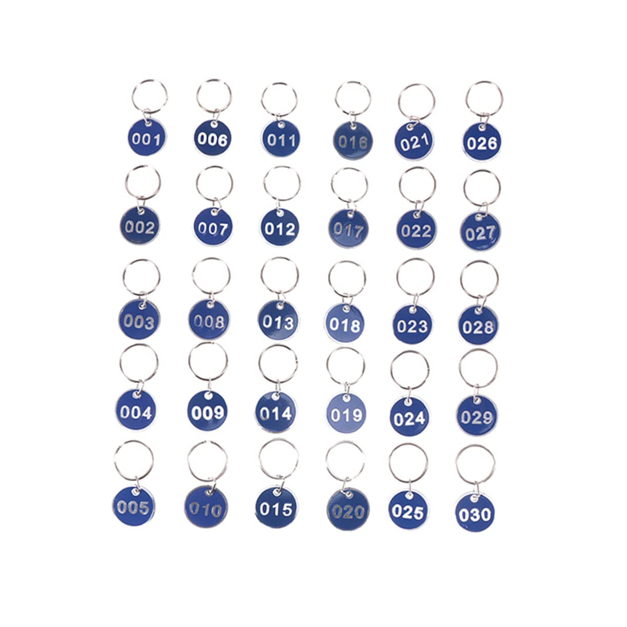 Durable Metal Key Ring Luggage Tags Set (Numbers 1-30) - Blue Travel ID Tags for Suitcases, Backpacks & Bags - Perfect for Home, Office, Hotel & Travel Organization