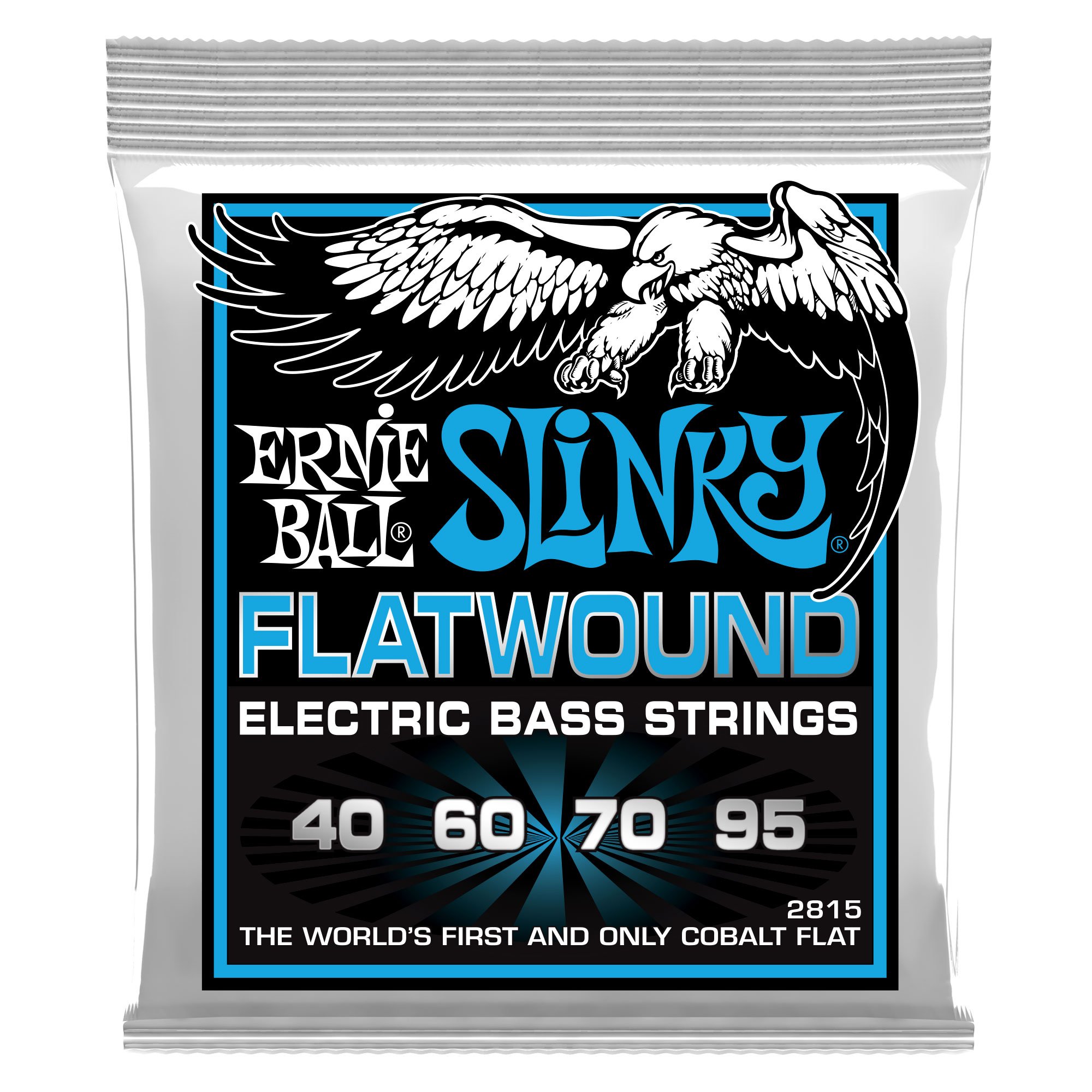 Ernie Ball Extra Slinky Flatwound Bass Guitar Strings 40-95 Gauge (P02815) - Perfect for Jazz, Funk & Studio Recording