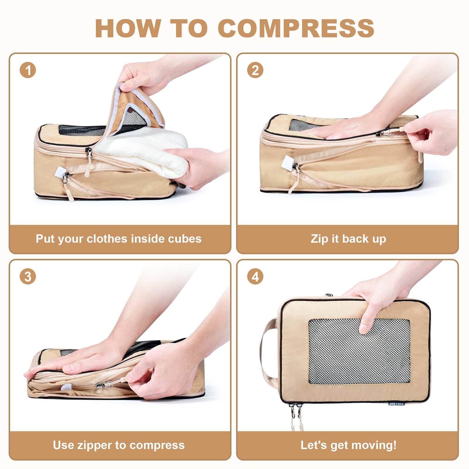 7-Piece Set Compression Packing Cubes - Expandable Travel Organizer for Suitcase, Backpack & Carry-On Luggage | Perfect for Business Trips, Vacations & Weekend Getaways