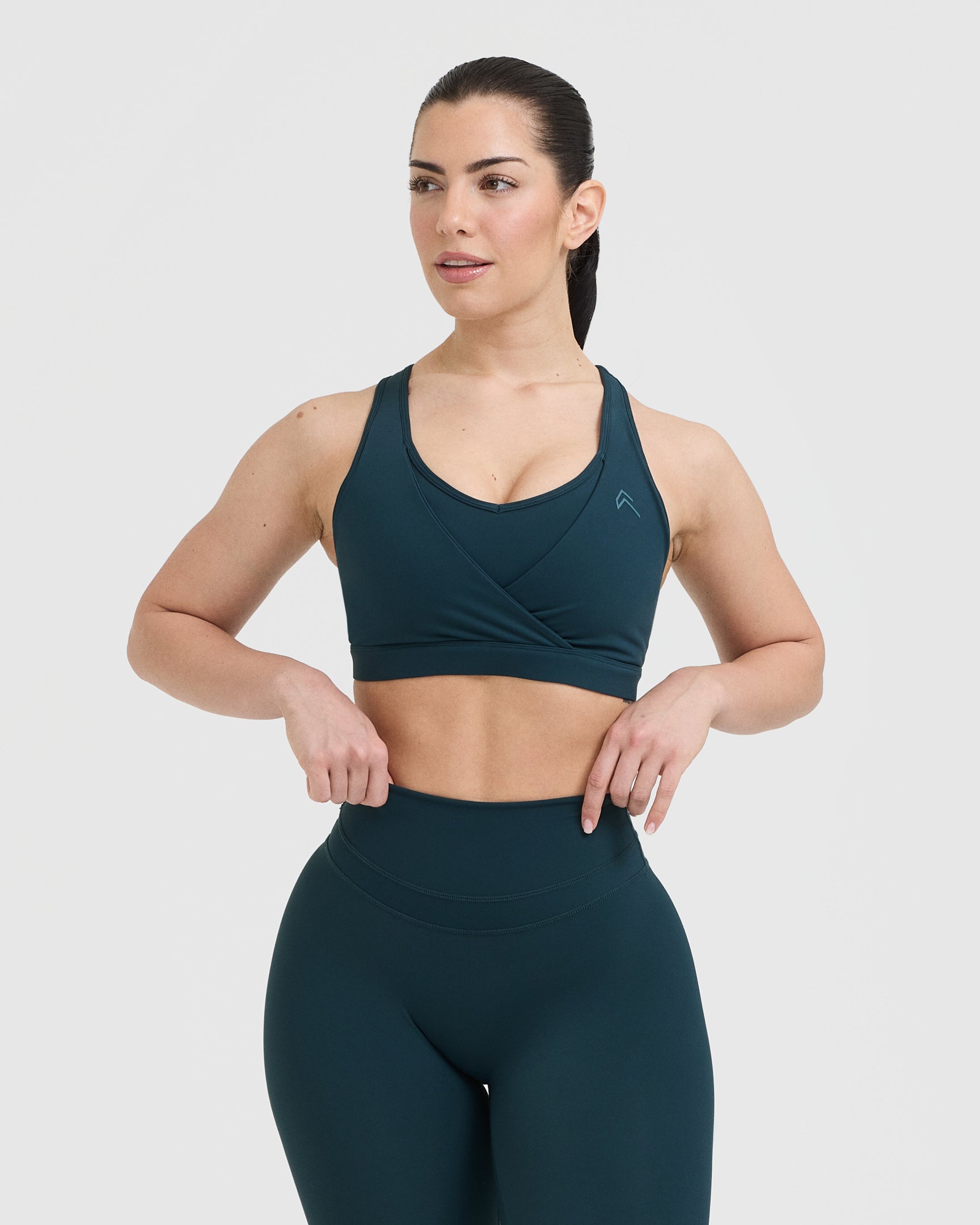 High Support Unified Layered Sports Bra for Women - Oil Blue | Moisture Wicking & Breathable for Running, Yoga & Gym Workouts