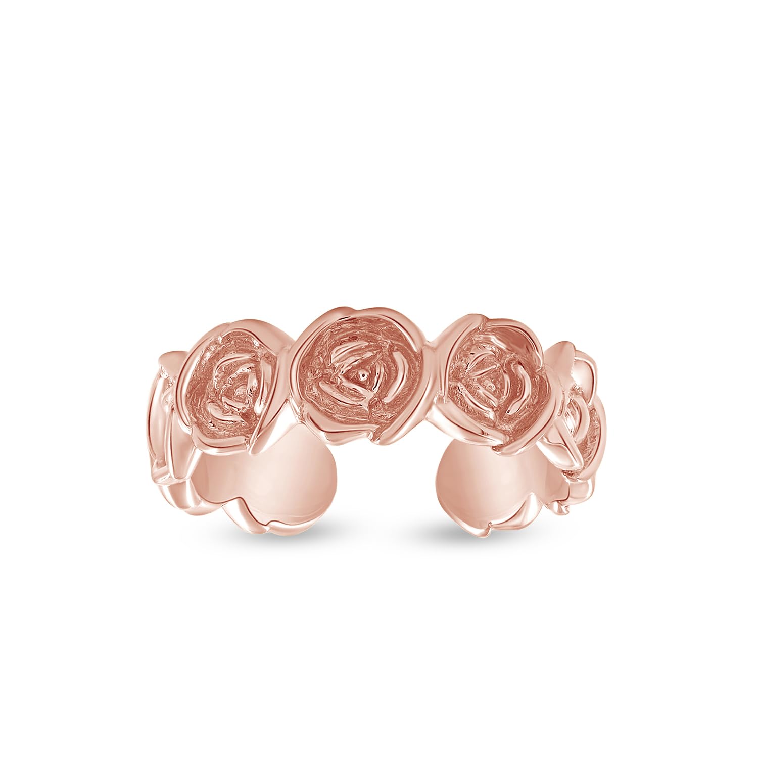 14K Gold Plated 925 Sterling Silver Adjustable Rose Toe Rings for Women - Elegant Foot Jewelry Gift for Wife, Her - Perfect for Beach, Summer Sandals & Pedicure Days