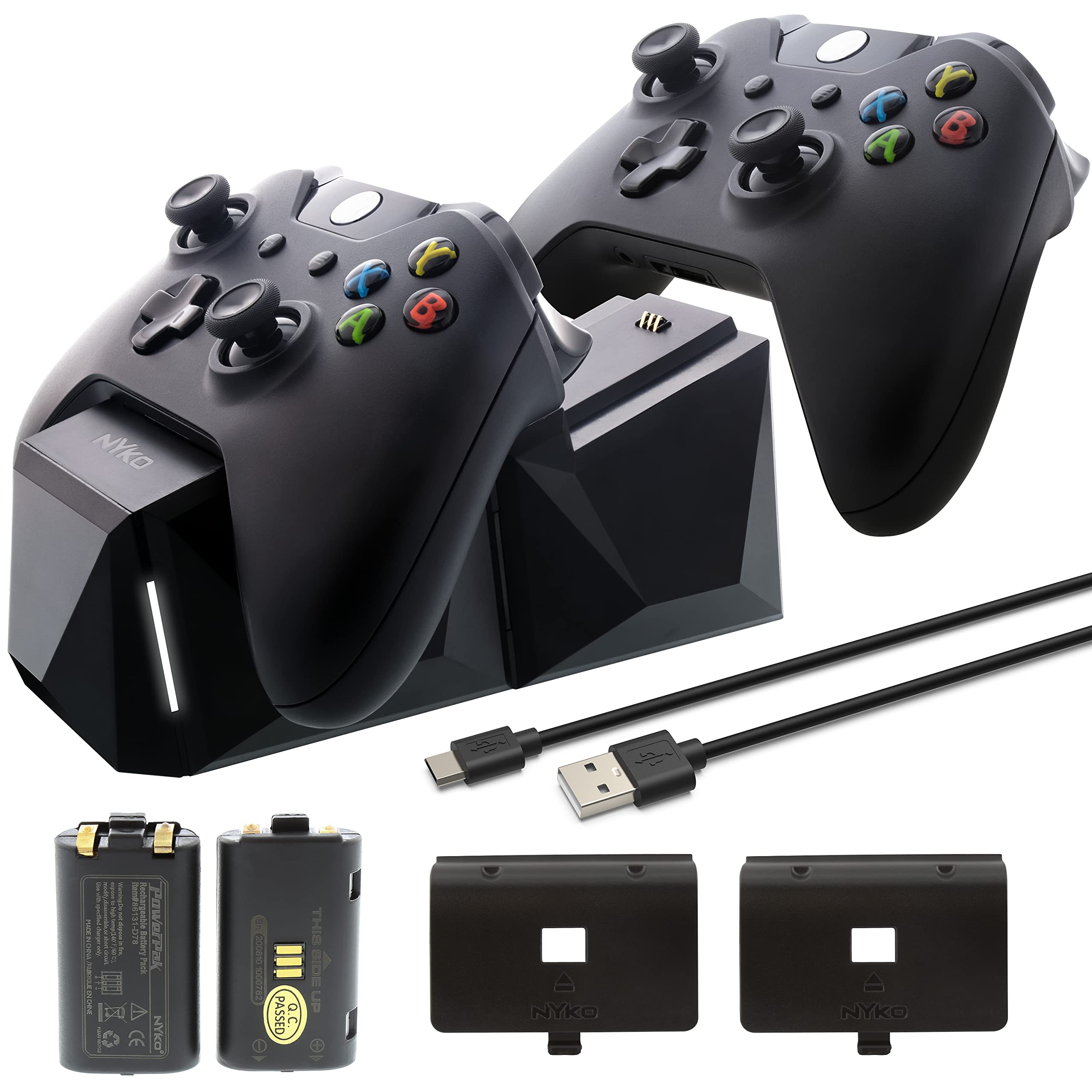 Nyko Power Kit Plus for Xbox One - Rechargeable Battery Pack with 2 Batteries & Micro-USB Charging Cable - Compatible with Xbox One Controllers (Not for Xbox Series S/X or Home Button Controllers) - Perfect for Long Gaming Sessions & Wireless Play