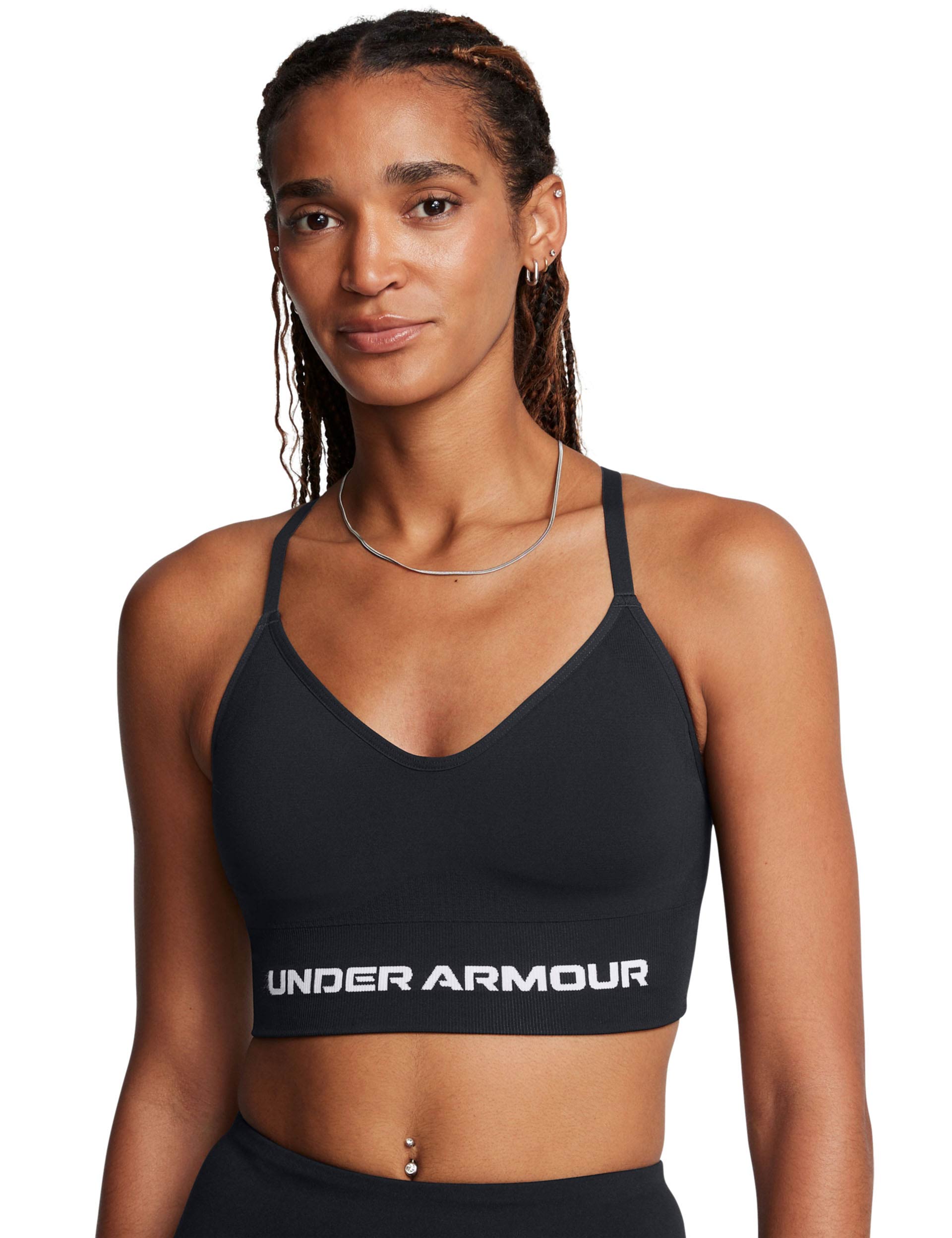 Vanish Seamless Low-Impact Sports Bra for Women - Breathable & Supportive Workout Top in Black/White - Perfect for Yoga, Running & Gym Training