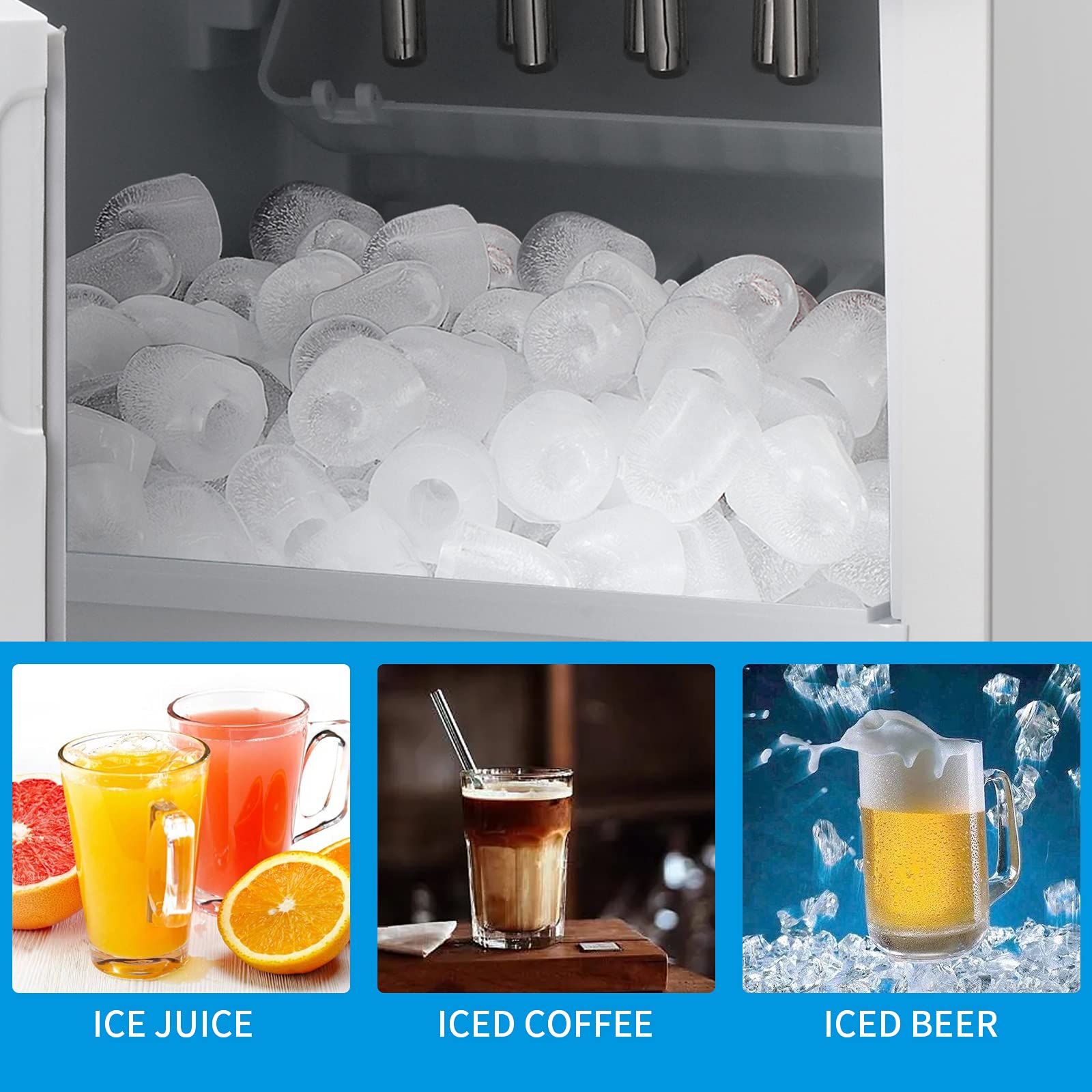 Antarctic Star 2-in-1 Freestanding Water Cooler Dispenser with Ice Maker - Hot & Cold Top Loading Water Dispenser for Home/Office - Compatible with 2/3/5 Gallon Bottles - Child Safety Lock - White (Perfect for Kitchens, Break Rooms & Outdoor Events)