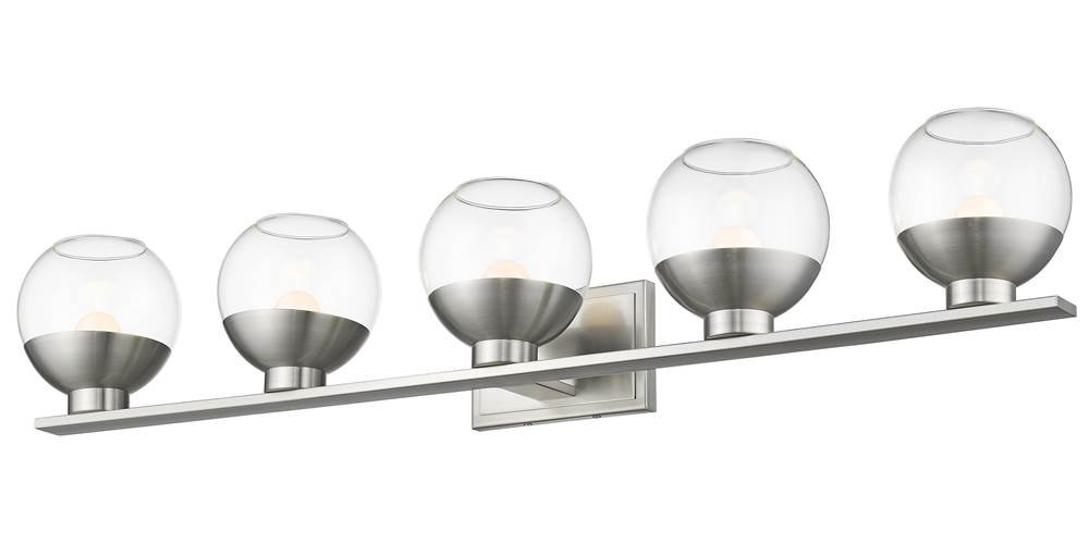 Z-Lite 1924-5V-BN-LED 5-Light Brushed Nickel Bathroom Vanity Light Fixture - Perfect for Modern Bathroom, Powder Room & Dressing Area Lighting