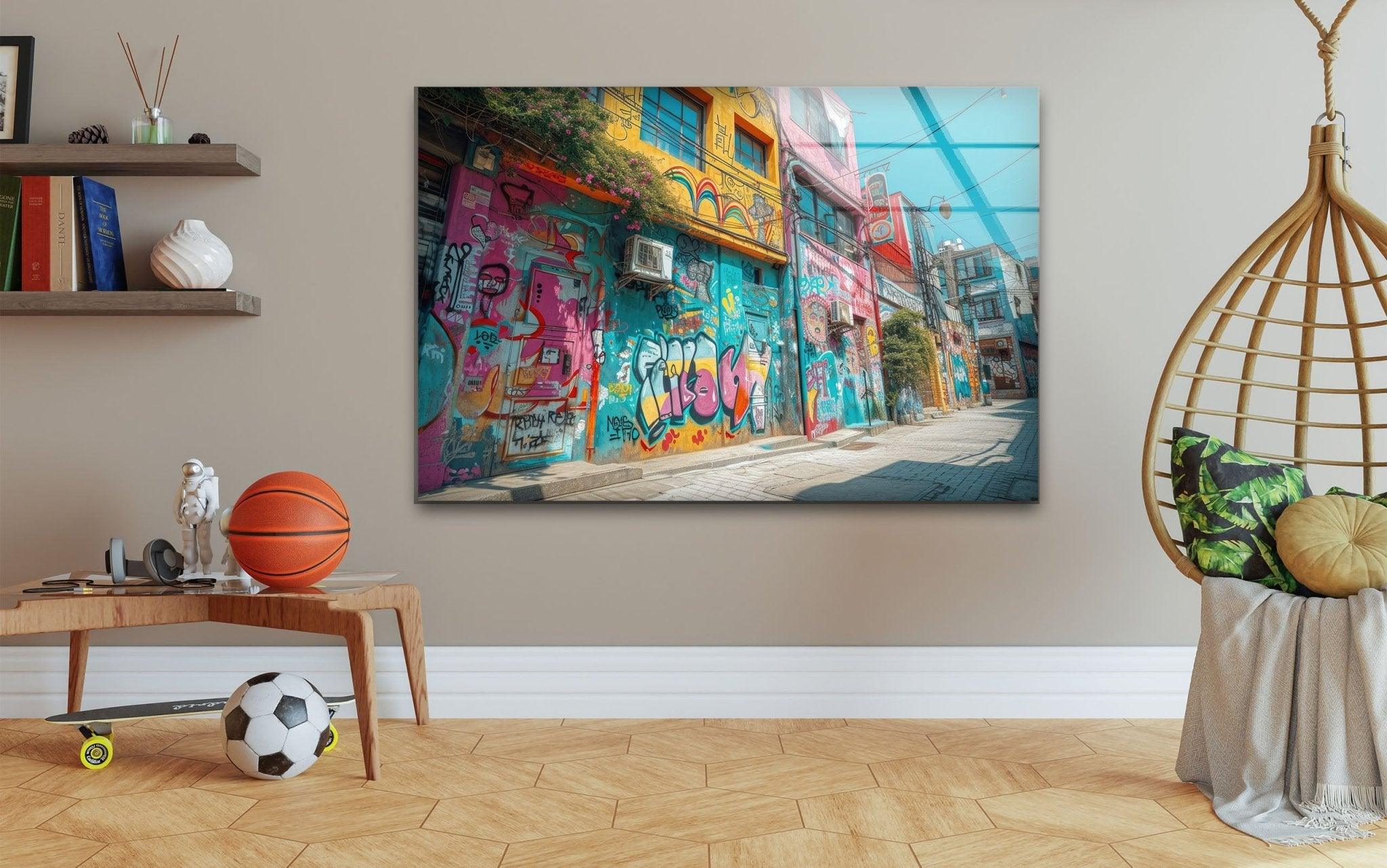 Banksy Graffiti Glass Wall Art - Modern Urban Street Art Decor for Living Room, Bedroom & Office - Unique Gift for Art Lovers