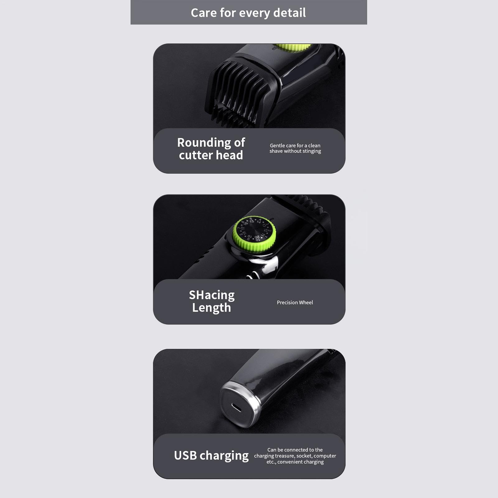 Rechargeable Electric Shaver for Men - IPX6 Waterproof Beard Trimmer with 2 Combs, Portable Cordless Mustache & Sideburn Groomer - Perfect for Travel, Home & Office Use