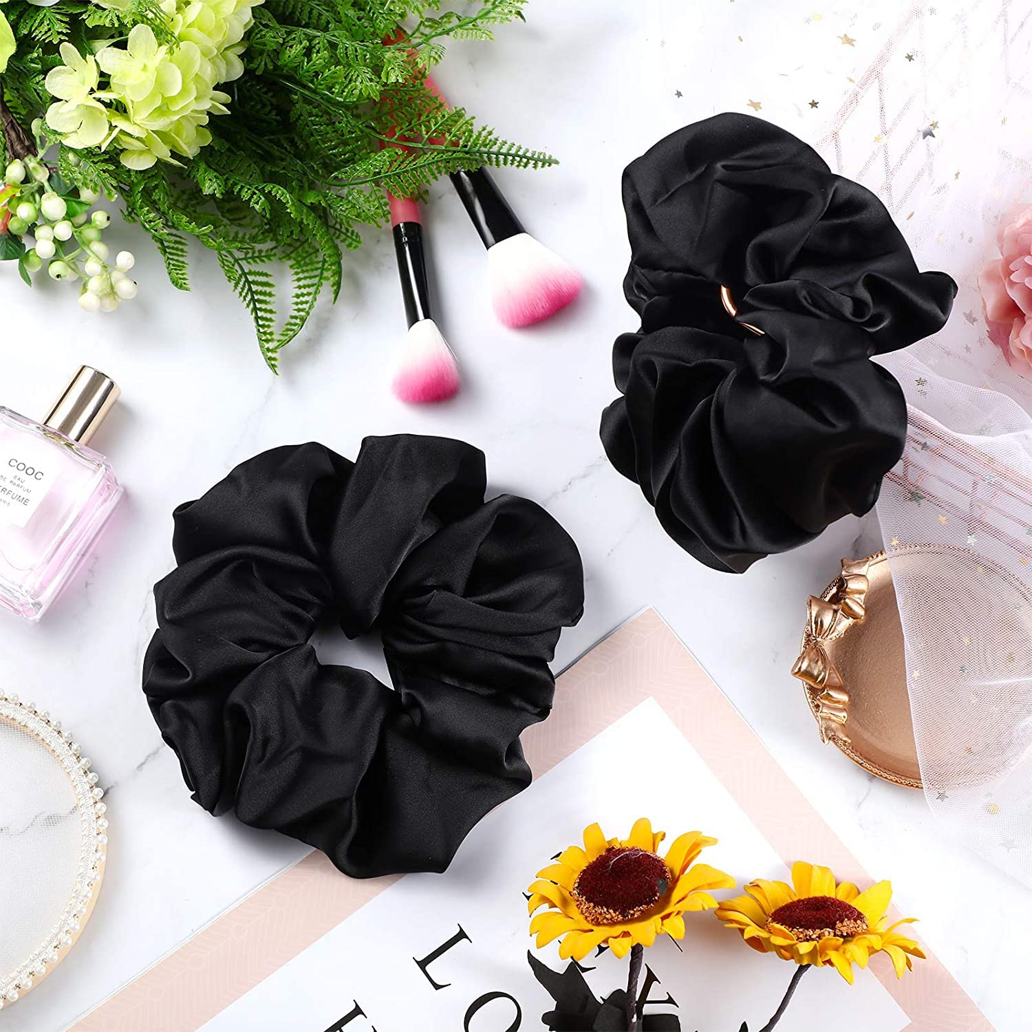 Luxury Satin Hair Scrunchies for Women - Soft Silk Hair Ties & Elastic Ponytail Holders (6-Pack) - Perfect for Daily Styling, Workouts, and Mother's Day Gifts