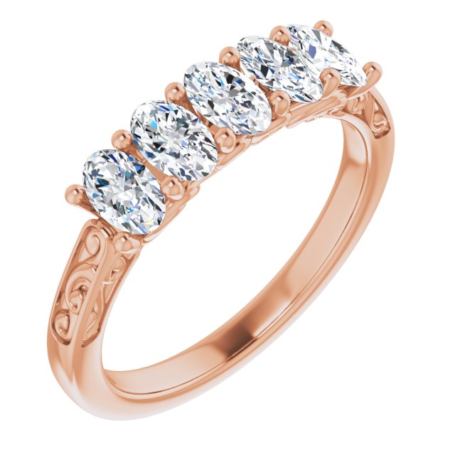 1.05 Carat Oval Cut Diamond Wedding Band - 5 Stone Anniversary Ring for Women - Elegant Bridal Jewelry & Gift for Wife, Fiancée, or Girlfriend - Perfect for Engagement, Proposal, or Special Occasions