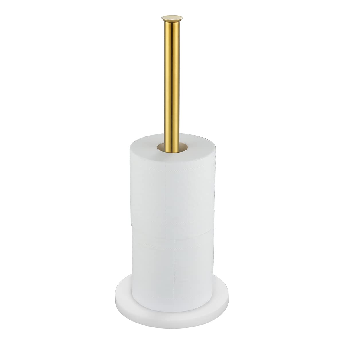 JQK 304 Stainless Steel Bathroom Tissue Holder Dispenser - White Gold Toilet Paper Storage Stand with Brushed Finish | Space-Saving Bathroom Organizer for Modern Homes & Luxury Hotels (Model TPS180-WG)