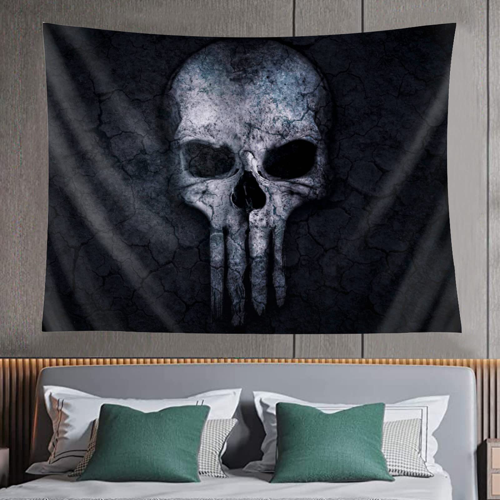 Scary Skull Tapestry - Creepy Gothic Wall Art Decor for Bedroom, Living Room & Home | Spooky Aesthetic Tapestry for Halloween, Horror Theme Parties & Dark Room Decor