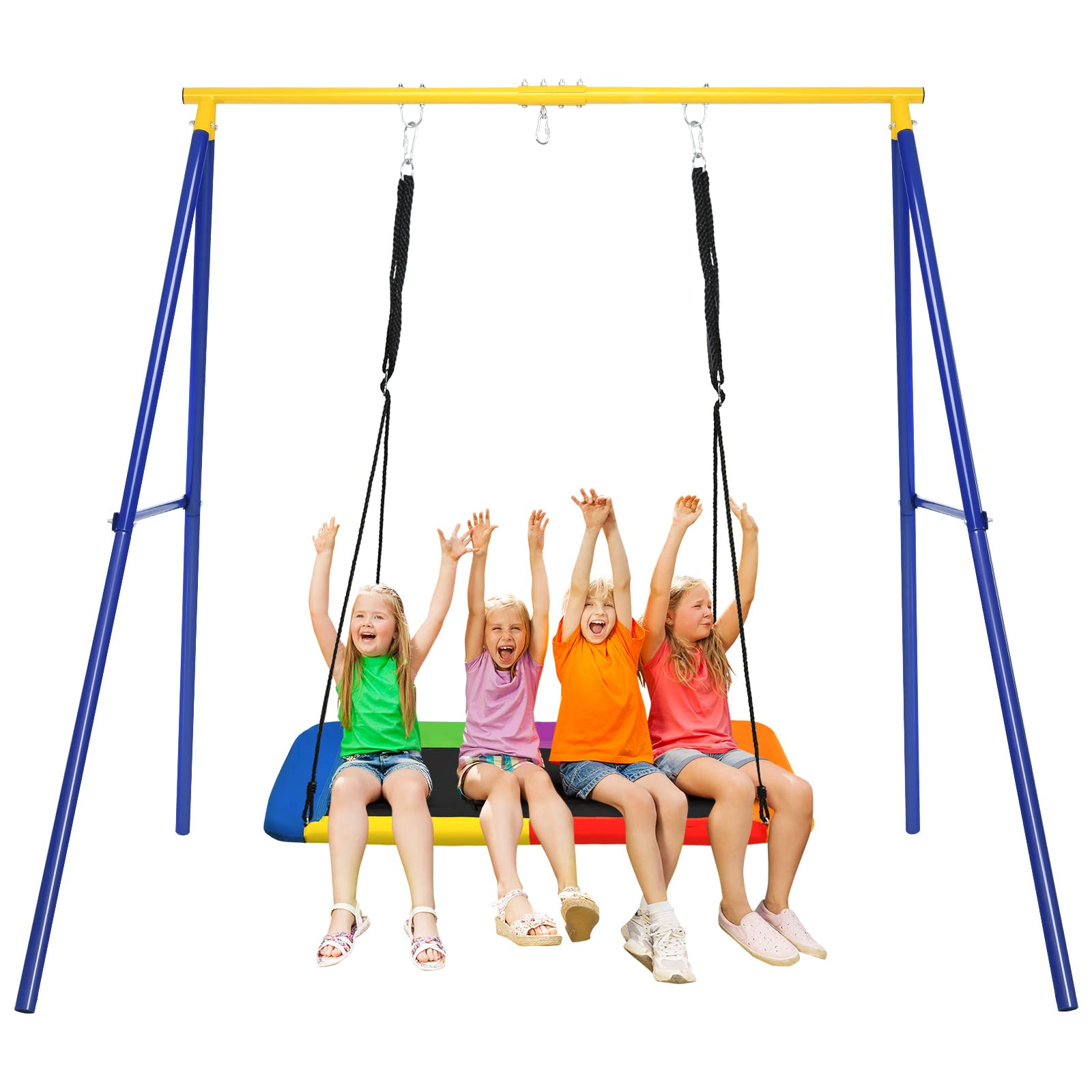 Heavy Duty 550lbs Metal A-Frame Swing Set with 70