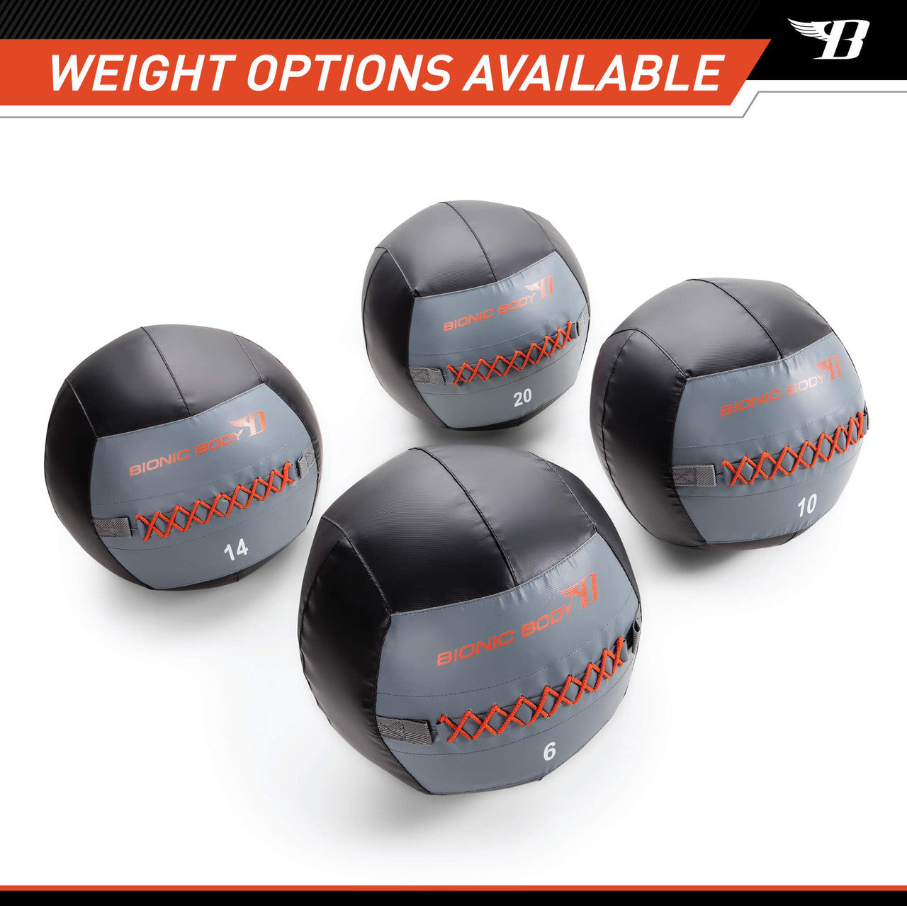 Bionic Body 14lb Weighted Medicine Ball for Strength Training & CrossFit - Perfect for Home Gym, Functional Fitness & Athletic Conditioning | BBWB 1214