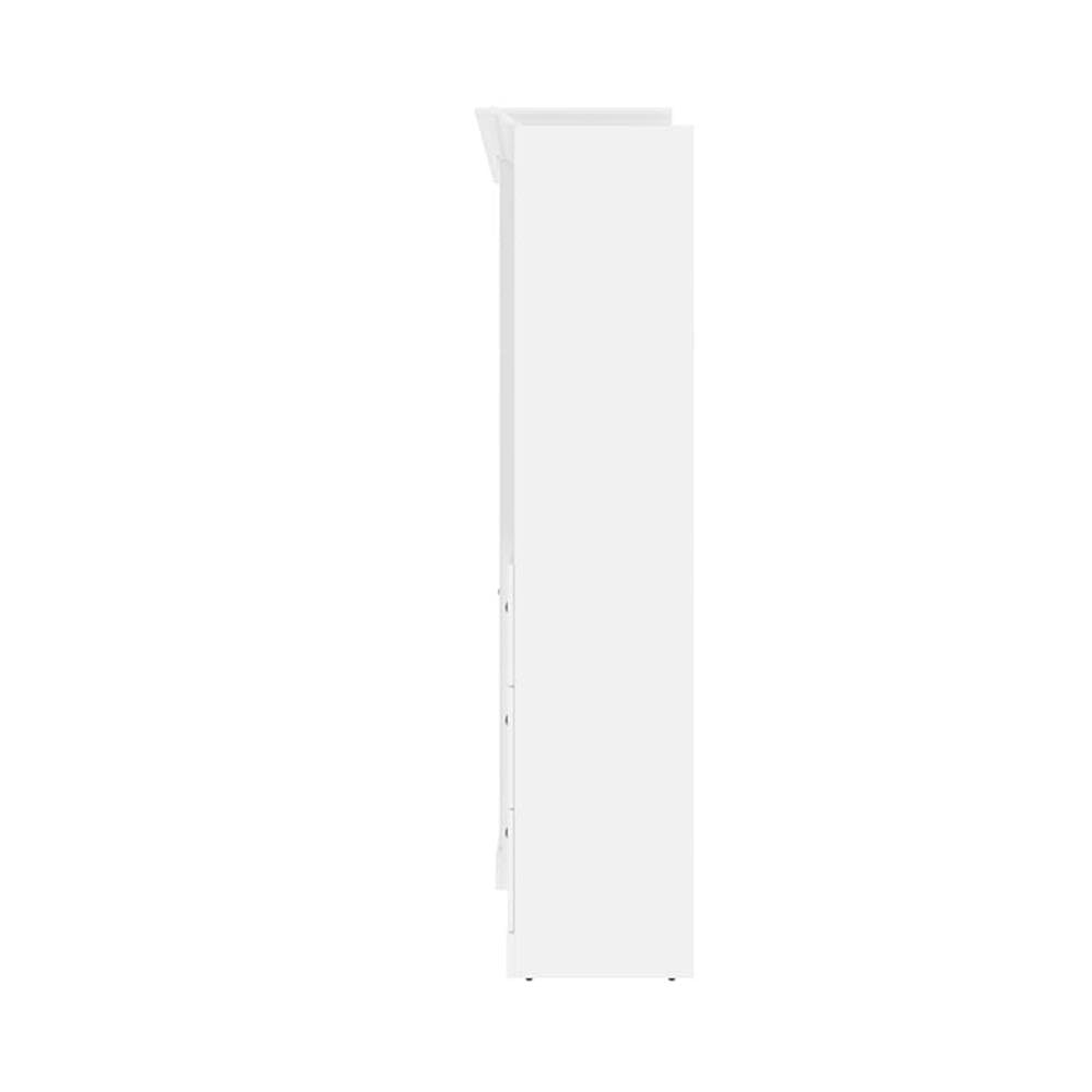 White Wood Queen Murphy Bed with Built-in Drawers & Organizer - Space-Saving Wall Bed for Small Apartments, Guest Rooms & Home Offices