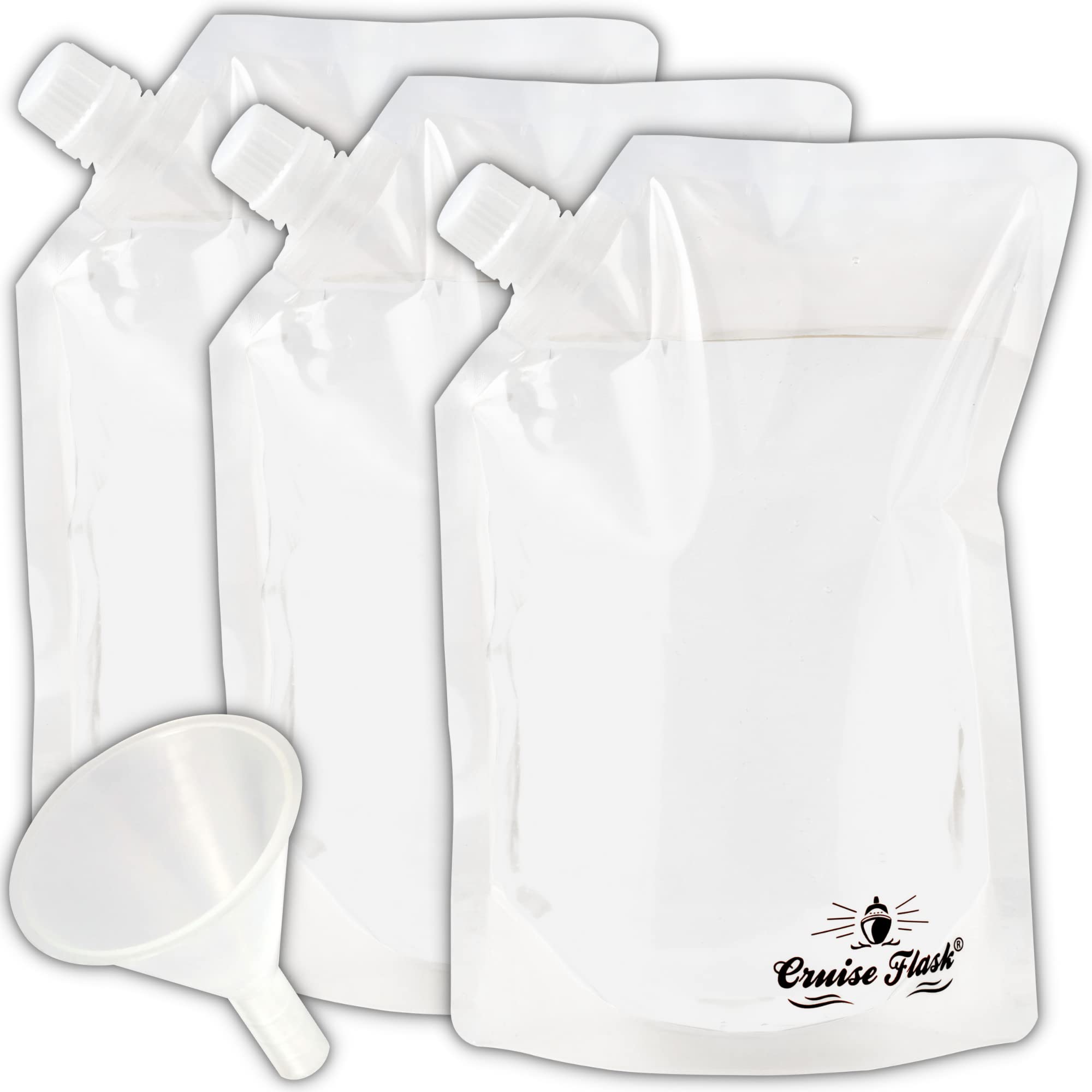 Concealable & Reusable Cruise Flask Kit - 3 Pack 32oz Travel Bottles with Funnel - Perfect for Sneaking Drinks on Cruises, Festivals & Outdoor Events