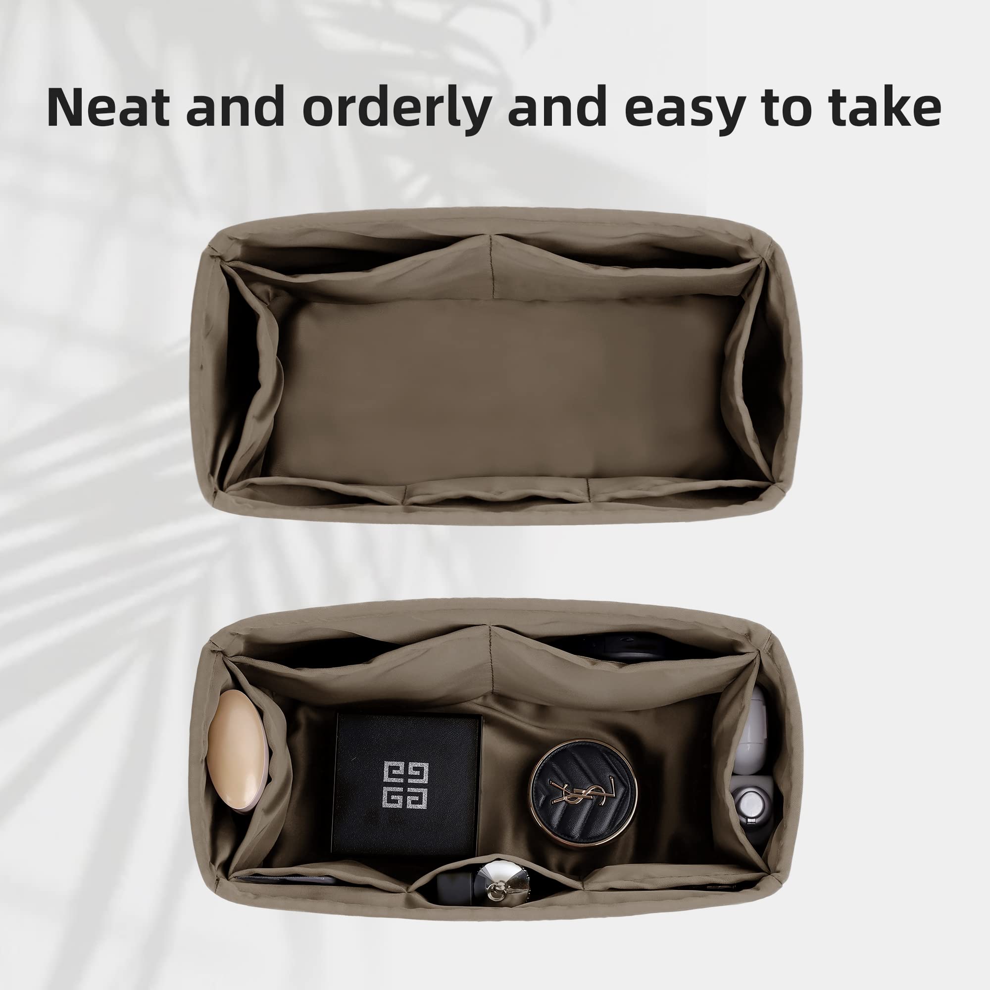 DGAZ Luxury Silky Purse Organizer Insert for Handbags & Totes - Perfect Fit for Hermes Garden Party 30/36 Bags (Etoupe Grey, GP36) | Keep Your Essentials Organized at Work, Travel & Daily Use