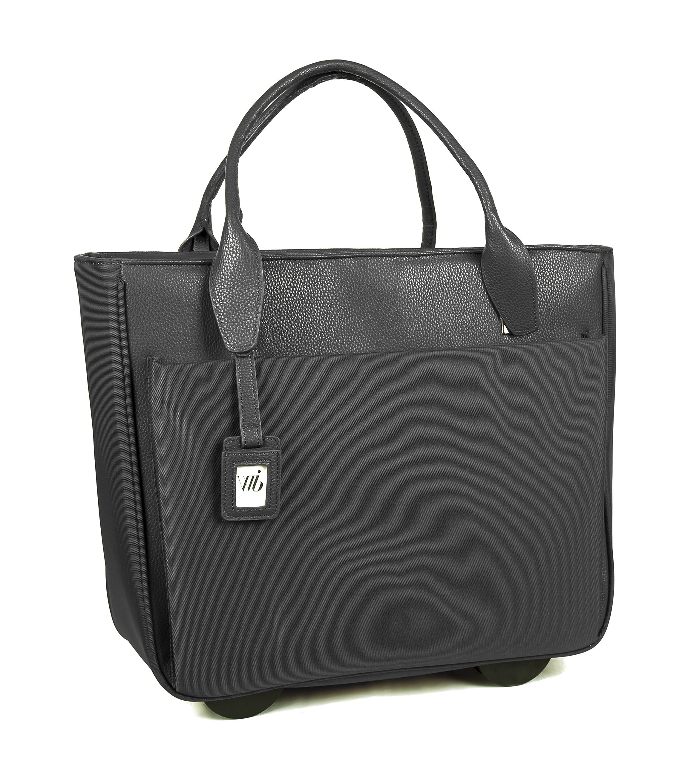 FLORENCE Women's Rolling Tote Bag - Black, Large Wheeled Travel Bag for Women, Perfect for Airports, Business Trips, and Weekend Getaways