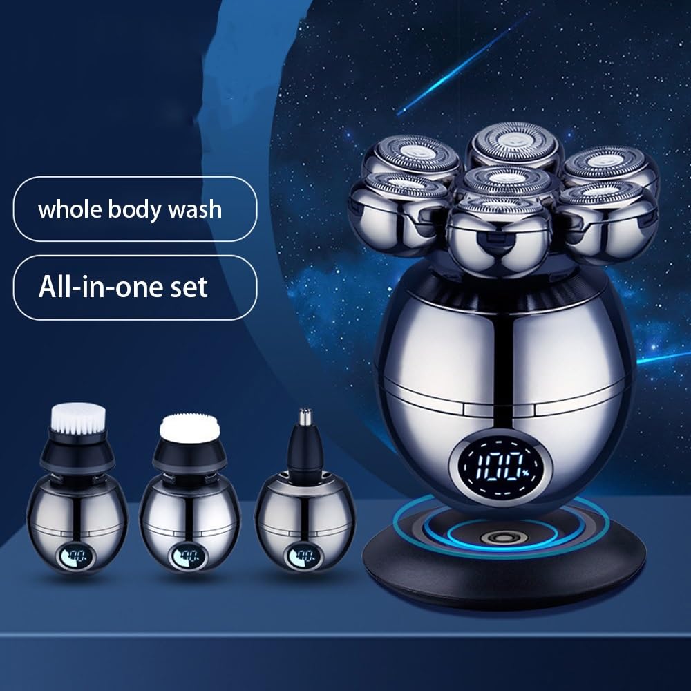 5-in-1 Electric Head Shaver for Bald Men - 7D Floating Cutter, IP68 Waterproof, USB Charging - Perfect for Travel, Gym & Daily Smooth Shaving