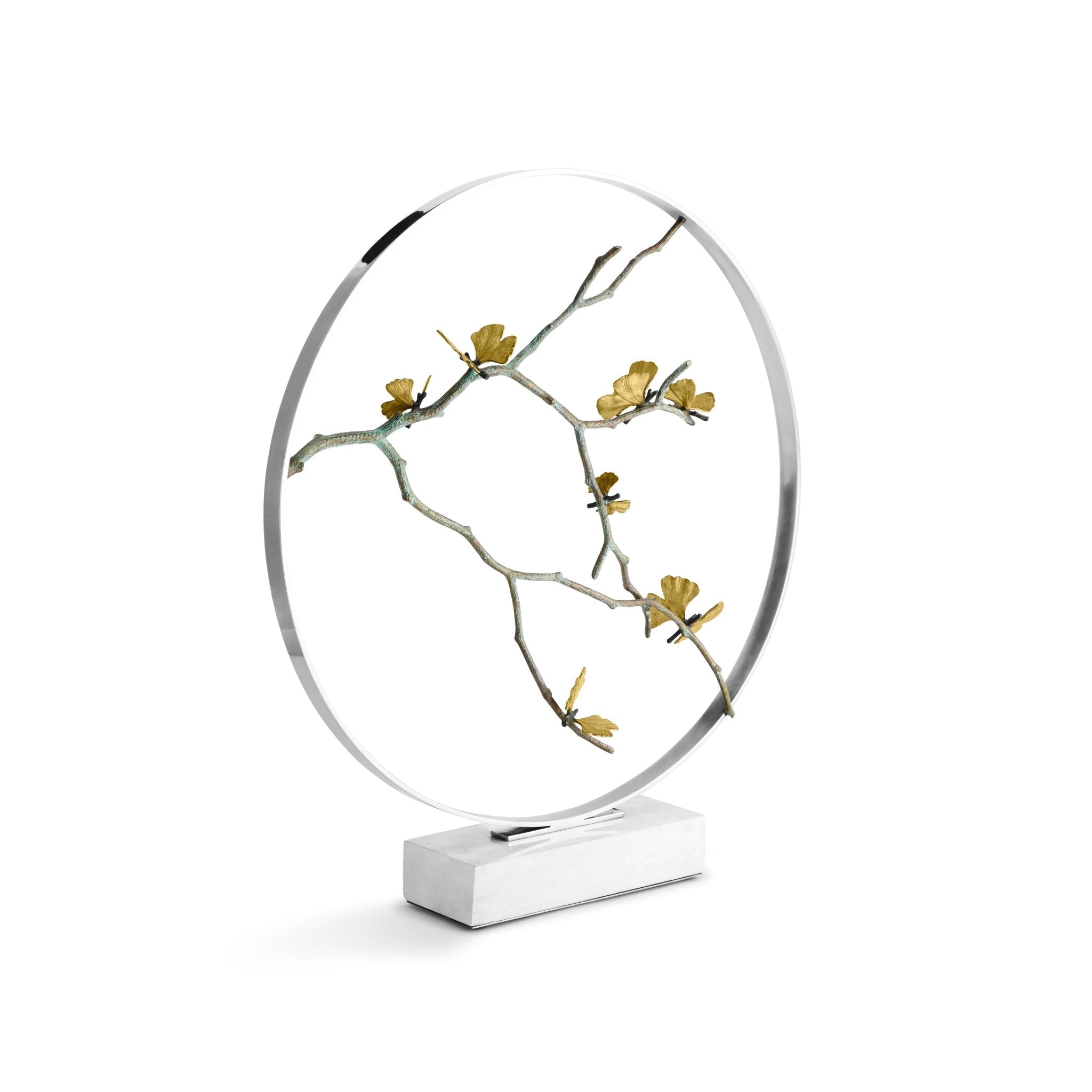 Elegant Butterfly Ginkgo Moon Gate Sculpture - Handcrafted Asian Garden Art for Outdoor Decor & Zen Landscaping