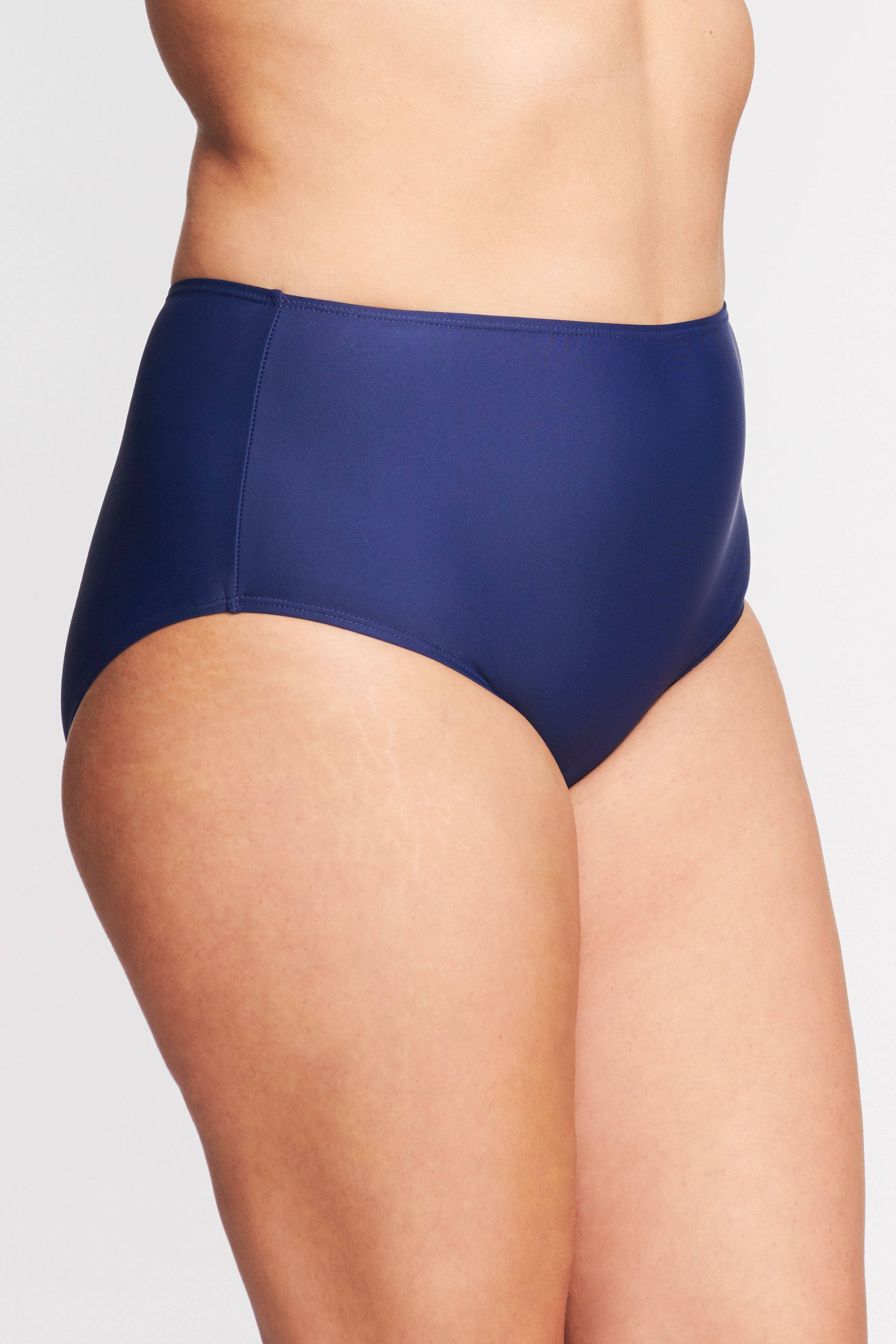 Plus Size Mid Waist Brief in Solid Navy - Comfortable Cotton Underwear for Women, High Waisted Panties for Everyday Wear - Perfect for Work, Lounge & Sleep
