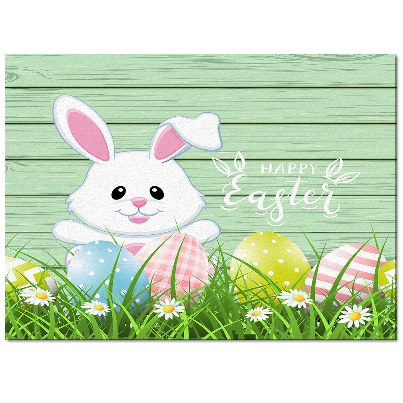 Non-Shedding Thick Rug Pad - 60x96 Inch Home Carpet Protector for Wood Floors | Non-Slip Area Rug Underlay with Floral Green Easter Bunny Egg Design | Perfect for Living Room, Bedroom & Kitchen Decor