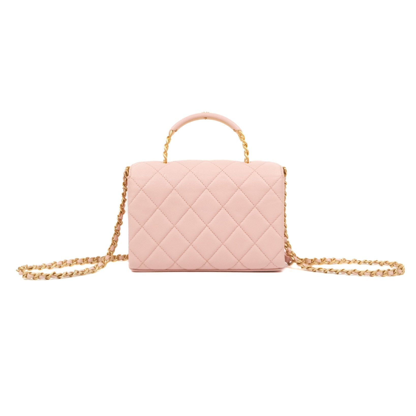 Chanel Carry Me Top Handle Flap Bag in Pink Caviar Leather with Aged Gold Hardware 23S Collection - Perfect for Date Nights, Parties & Special Occasions
