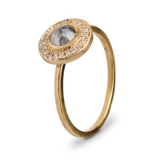 Exquisite Edged Halo Solitaire Diamond Engagement Ring in 14K Gold - Perfect for Proposals, Anniversaries & Romantic Occasions