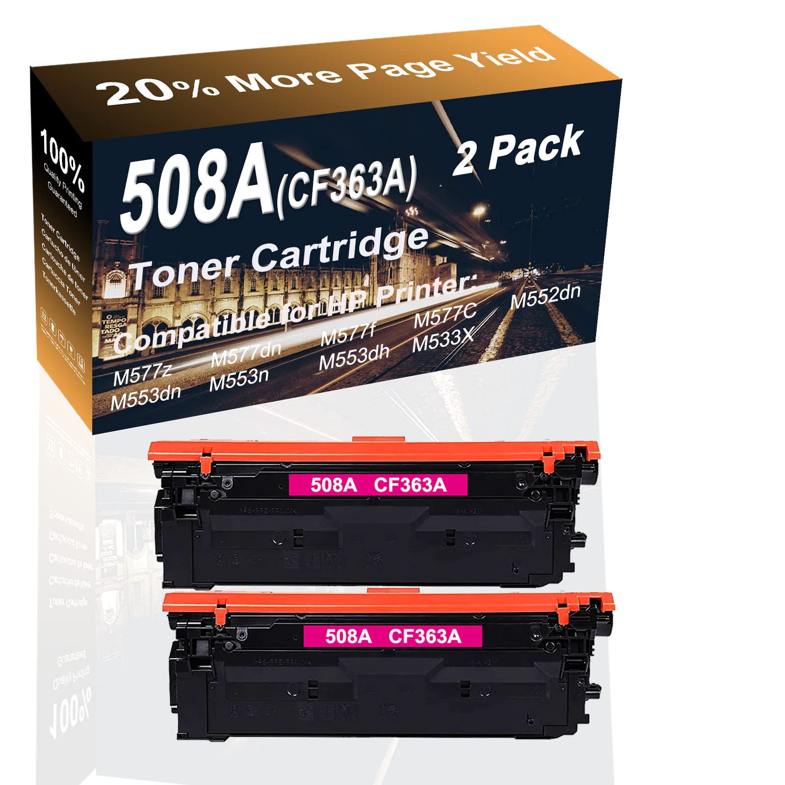 2-Pack High Yield Magenta Toner Cartridge Replacement for HP 508A CF363A - Compatible with HP M553dh, M533X, MFP M577C Laser Printers - Perfect for Office Printing, Home Office Use & Small Business Documents