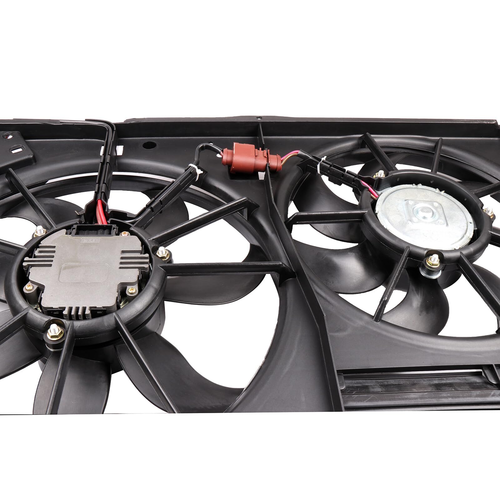 Volkswagen Passat & Audi TT Quattro Radiator Cooling Fan Assembly - Black Electric Condenser Fan Replacement (2006-2010, 2012-2015 Passat / 2005-2006, 2008-2017 TT Quattro) - LH RH Driver Passenger Side - Perfect for Engine Overheating Prevention & AC System Cooling