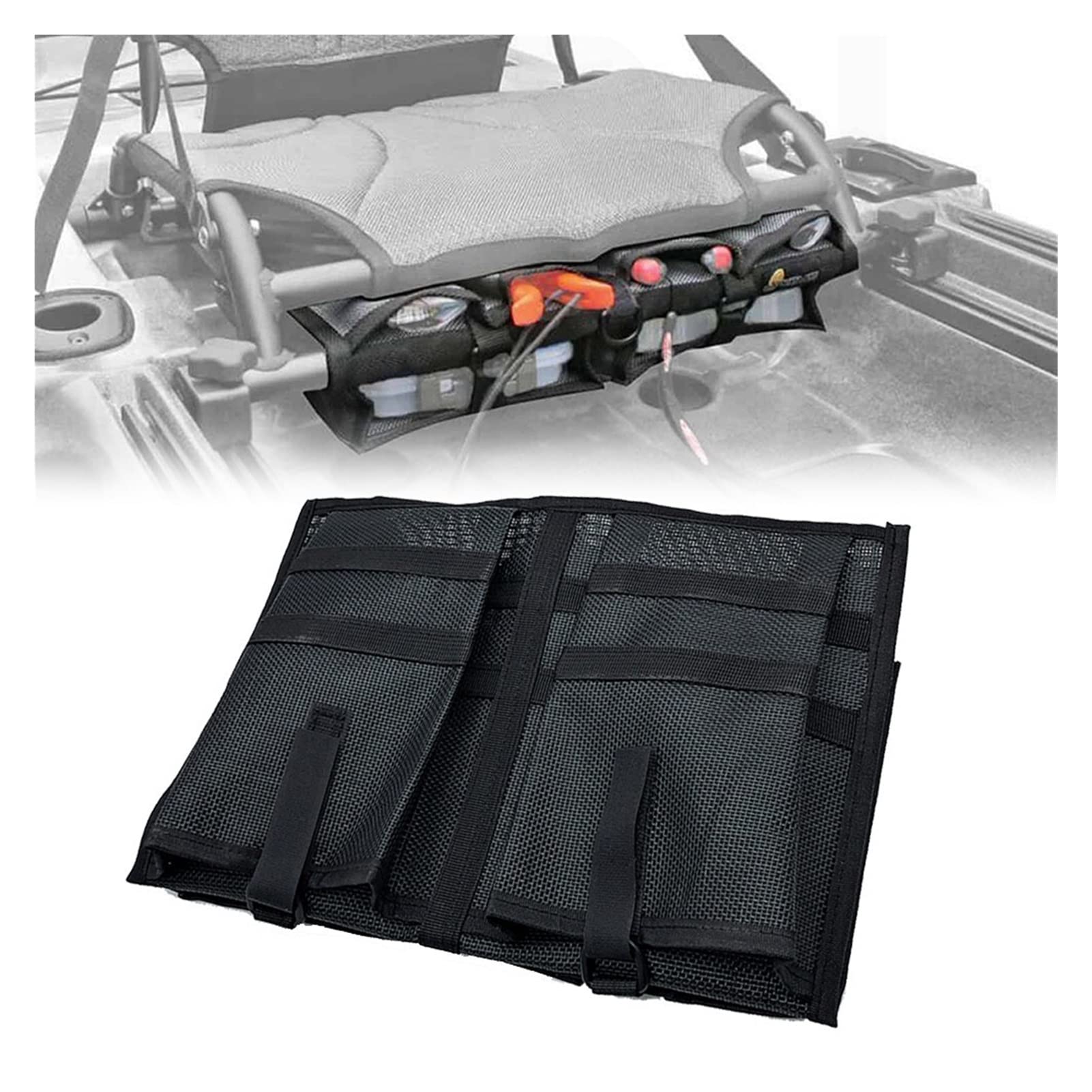 **Kayak Storage Pouch - Nylon Mesh Kayak Storage Bag for Canoe Seat & Kayak Accessories | Waterproof & Durable Kayak Gear Organizer for Kayaking, Canoeing & Water Sports**    *(Use Case: Perfect for storing paddles, life jackets, ropes, and other kayak accessories during trips, keeping your gear organized and dry.)*