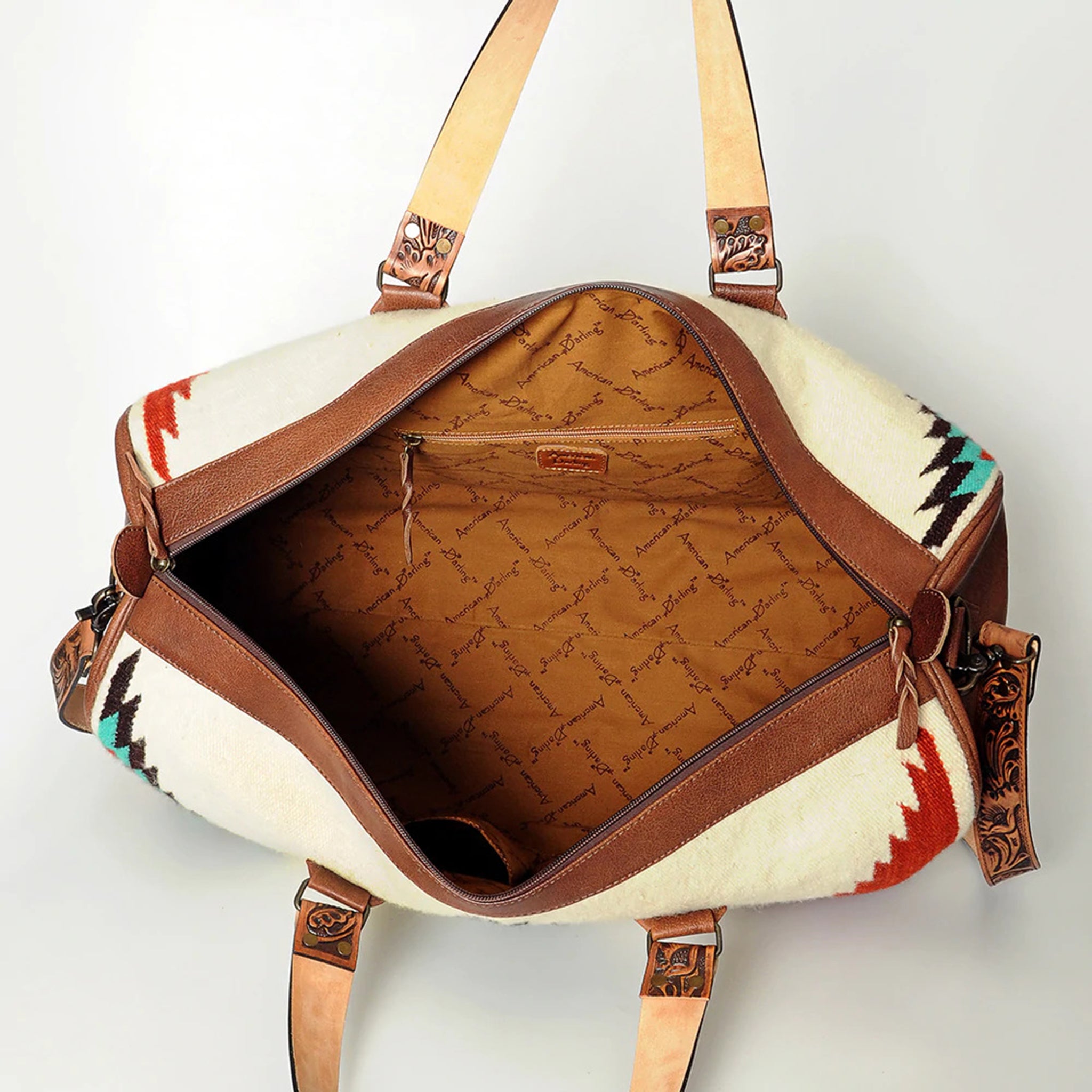 American Darling White Rustic Aztec Duffel Bag - Stylish Travel & Gym Bag for Women & Men | Perfect for Weekend Getaways, Workouts & Outdoor Adventures