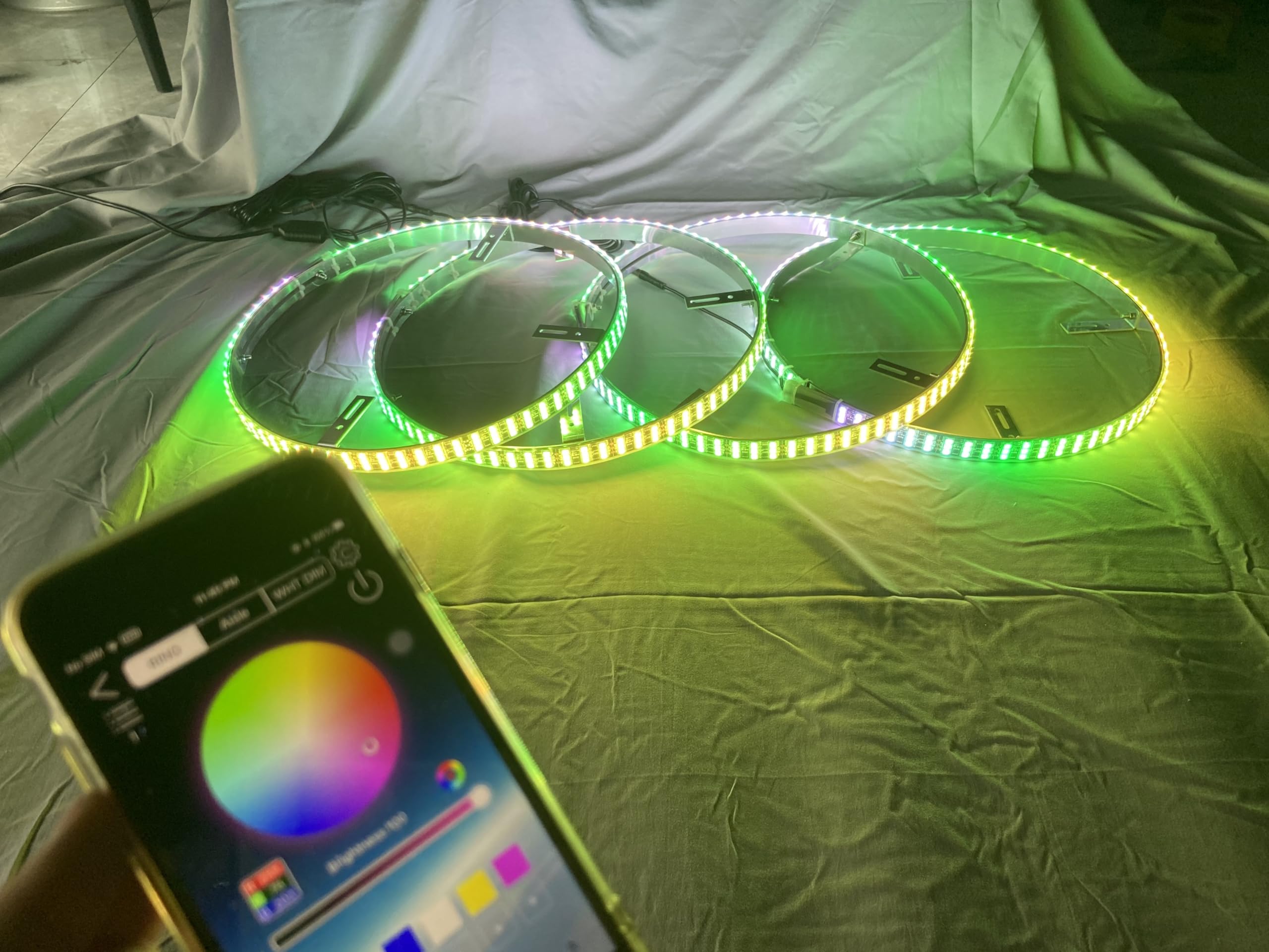 Bluetooth & Remote Control Triple Row LED Wheel Rim Lights - 4PCS 15.5