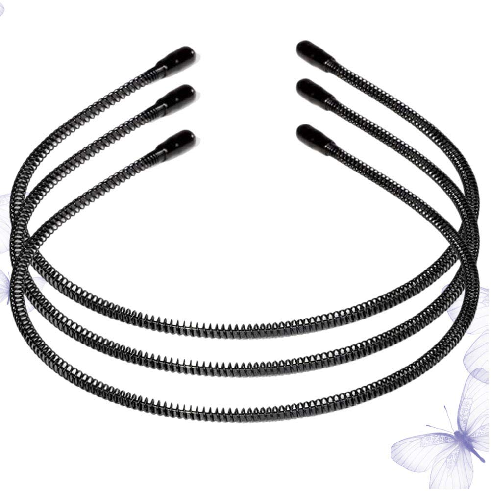 SOLUSTRE 3-Pack Wavy Headbands for Men & Women - Metal Teeth Comb Headbands, Anti-Slip Sports Hair Hoops, Multi-Style Elastic Hair Accessories for Workouts, Running, Yoga and Daily Use