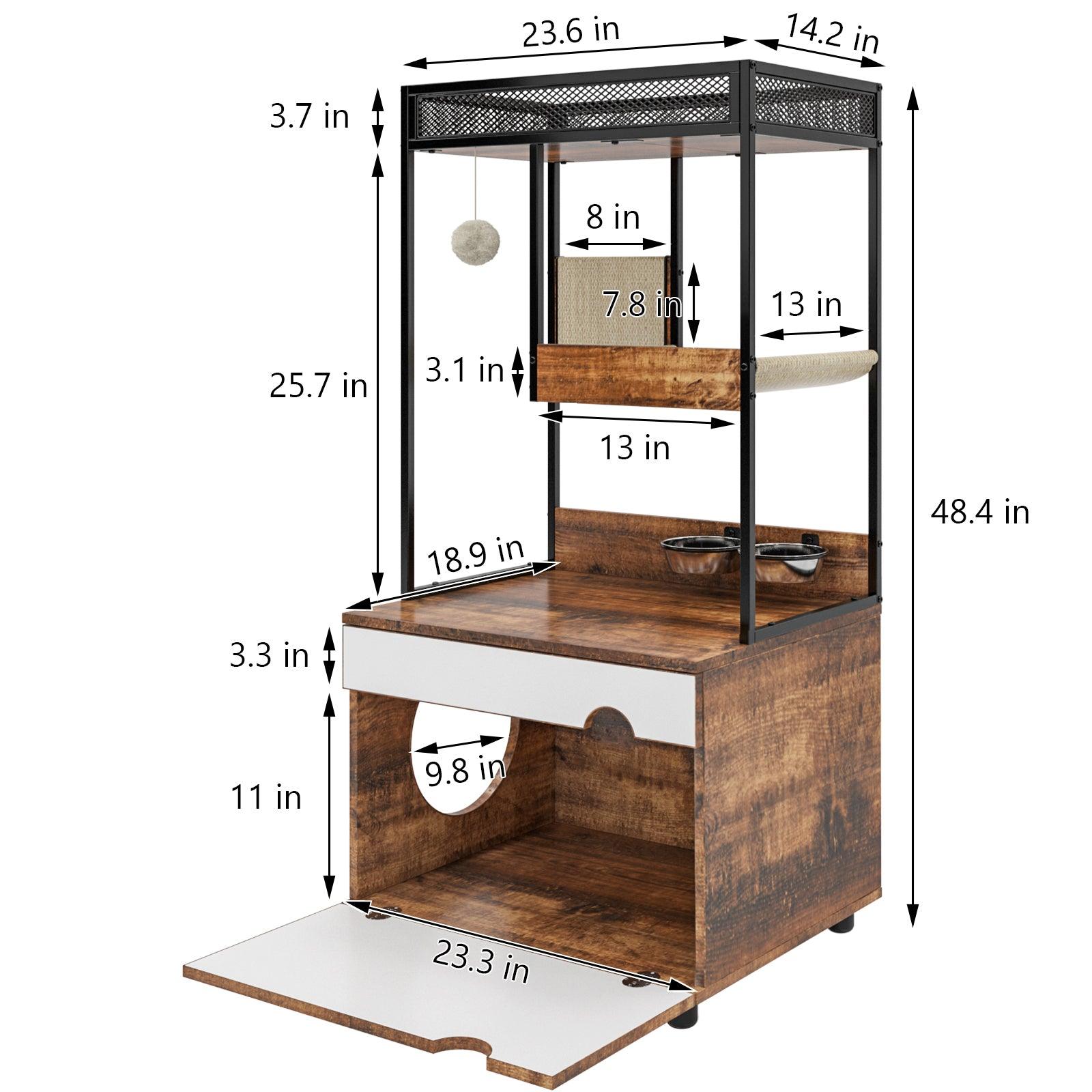 Cat Litter Box Enclosure with Cat Tree Tower - Modern Cat Furniture Cabinet for Home Decor | Perfect for Small Spaces & Multi-Cat Households