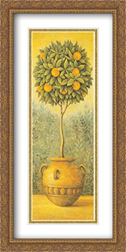 John Park Large Gold Ornate Framed Lemon Topiary Art Print - 20x40 Inches with Double Matting - Perfect for Kitchen Decor, Dining Room Wall Art & Farmhouse Style Home Decoration