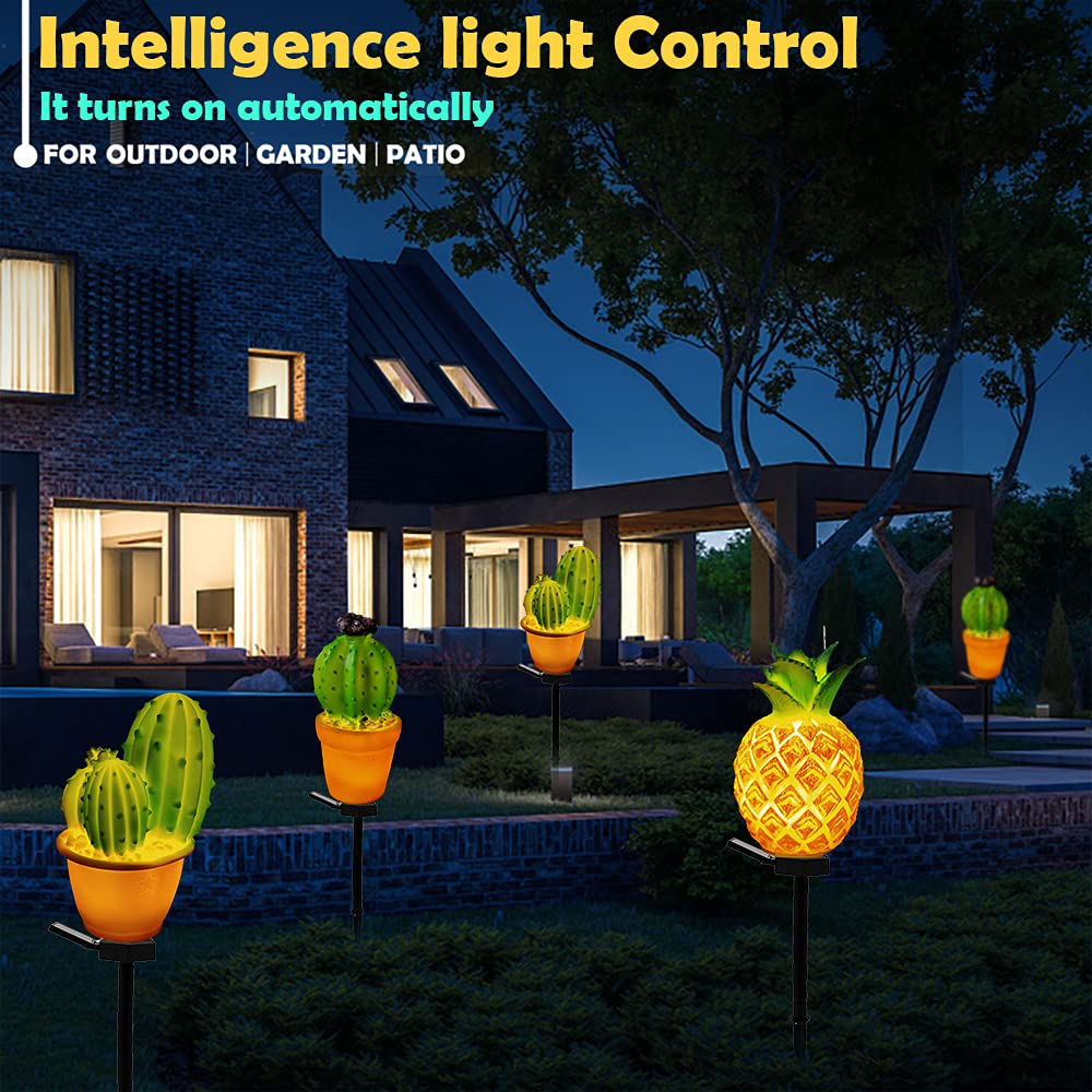 Solar Powered Pineapple Garden Stakes Lights - Waterproof Outdoor Pathway & Lawn Decor for Yard, Patio, Landscape Lighting (2 Pack) - Perfect for Backyard Parties, Walkway Illumination & Garden Accents