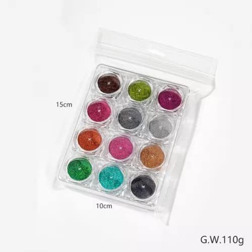 12Boxes/Set Holographic Nail Glitter Powder - Sparkles, Sequins & Pigment Mix for Nail Art & Decoration | Perfect for DIY Manicures, Salon Nails & Party Glam Looks