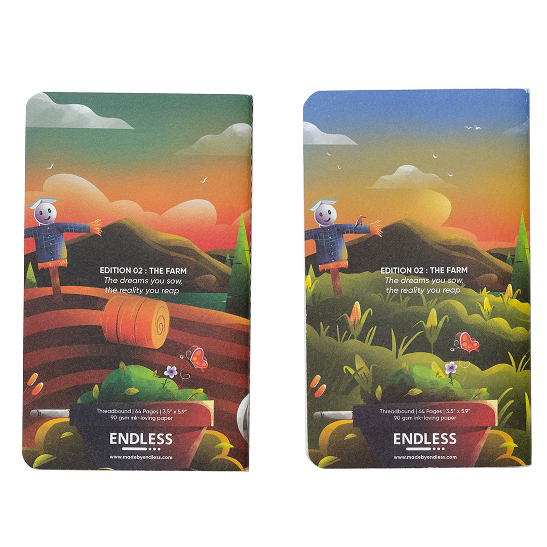 Endless Storyboard Pocket Notebook - Set of 2 Farm-Themed Journals for Sketching, Writing & Travel | Perfect for Artists, Students & Journaling Enthusiasts