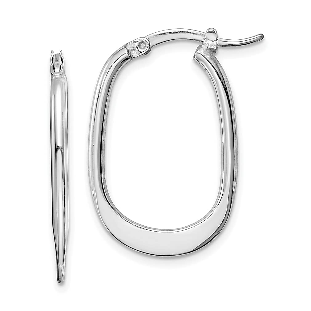 925 Sterling Silver Squared Oval Hoop Earrings for Women - Elegant Fine Jewelry Gift for Her - Perfect for Everyday Wear, Date Nights & Special Occasions